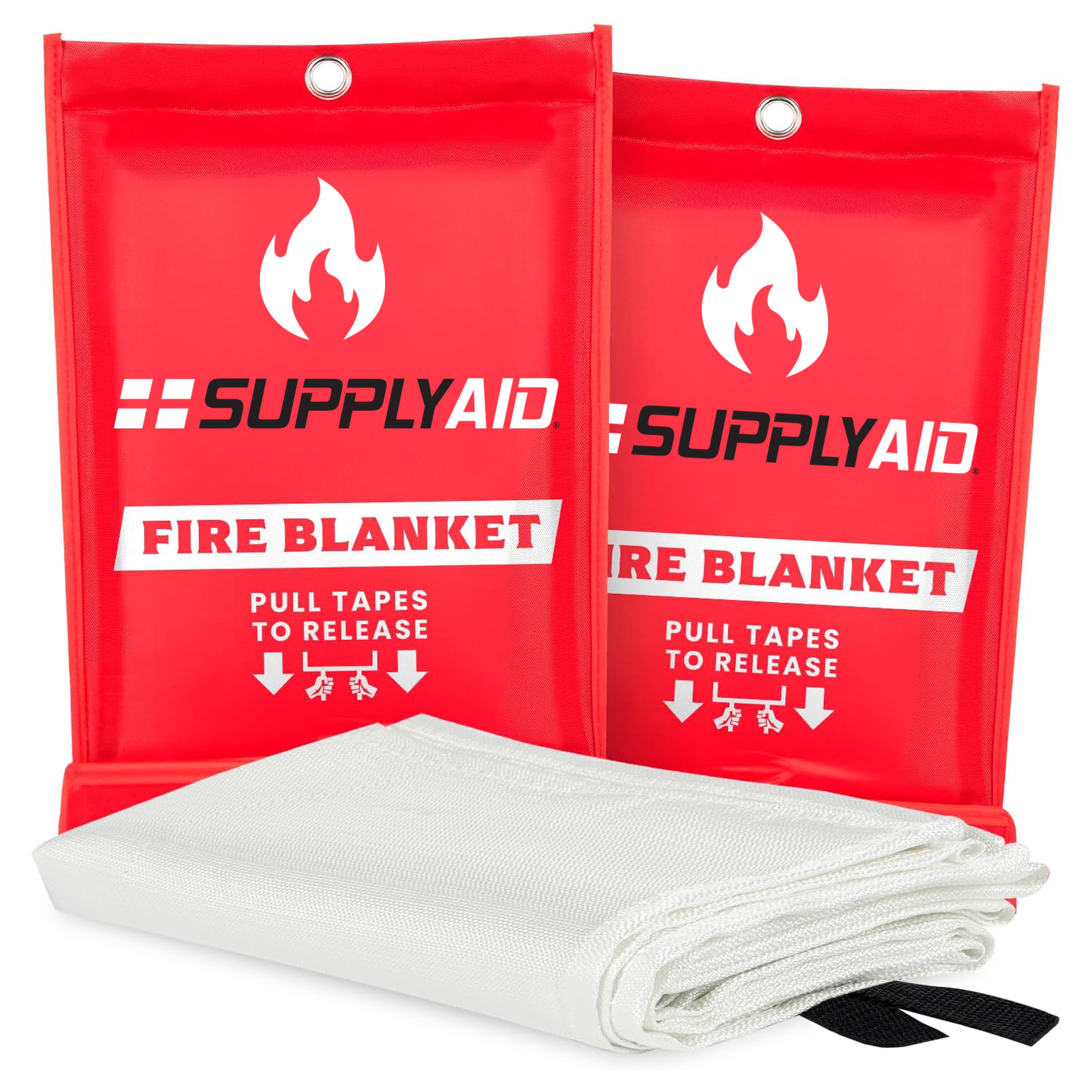 SupplyAID RRS-FSB-2PK Emergency Fire Blanket for Camping Gear + Safety Supplies | 2-Pack