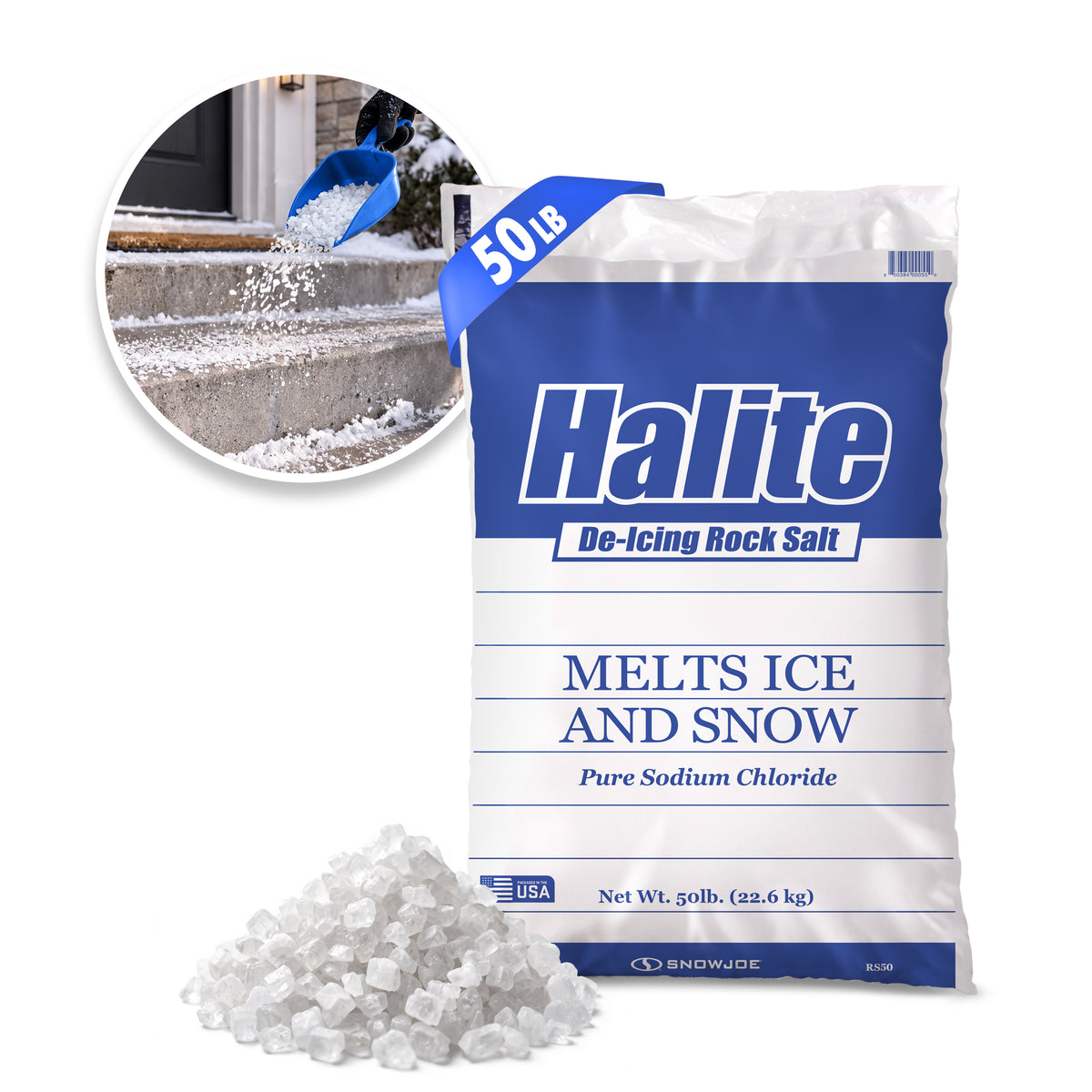 Halite Rock Salt Ice and Snow Melt and Deicer | 50 Lb. Bag