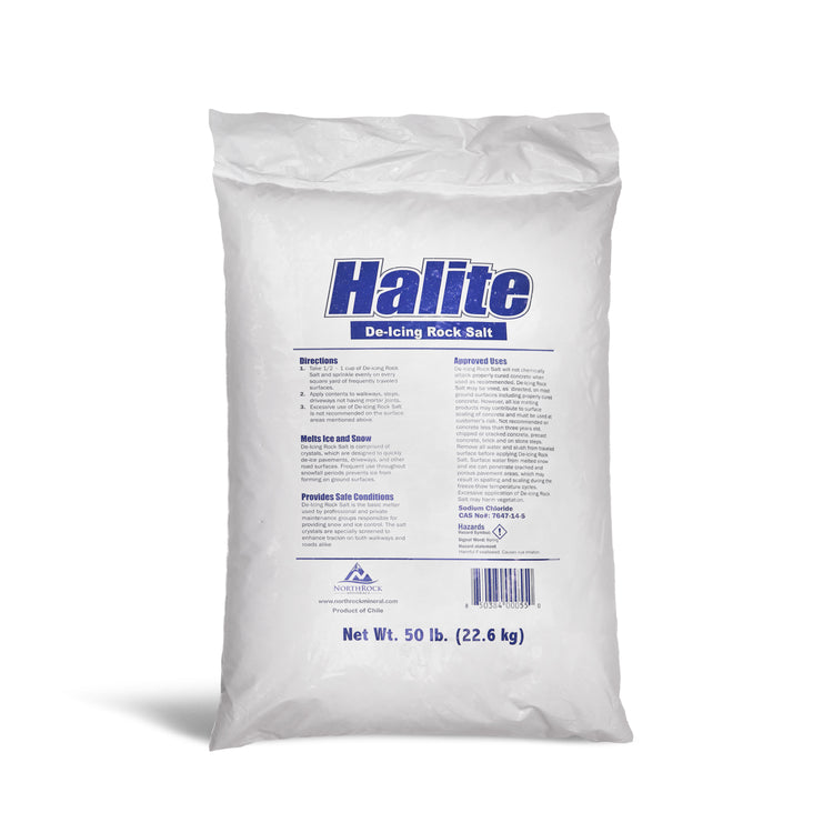 Back of the 50-pound ice melt bag.