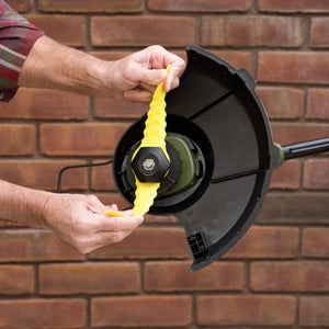 Person testing the flexibility of the blades.