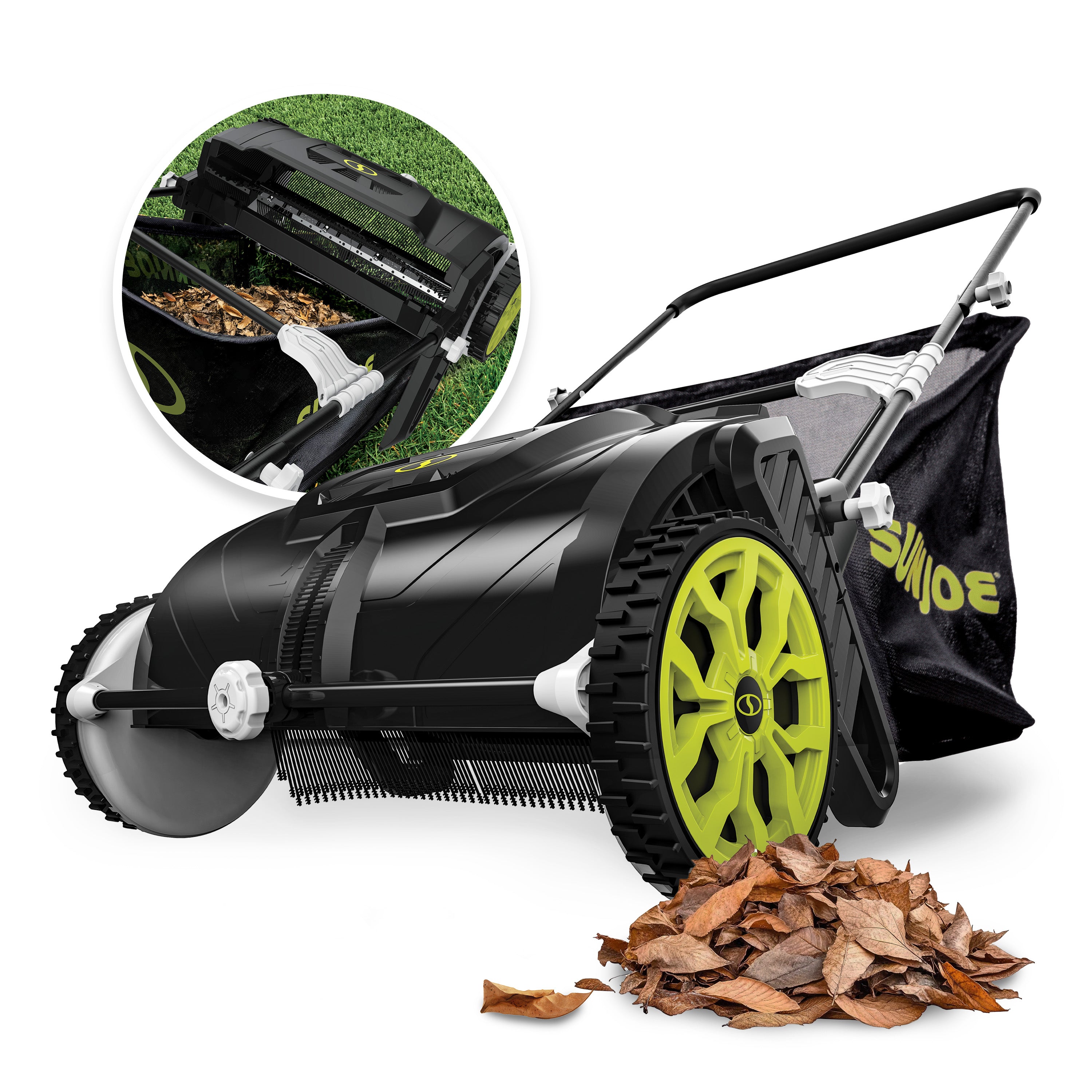 Sun Joe SDJ601LS Manual Leaf Sweeper W/ 22-Gal Collection Bag | 21-Inch
