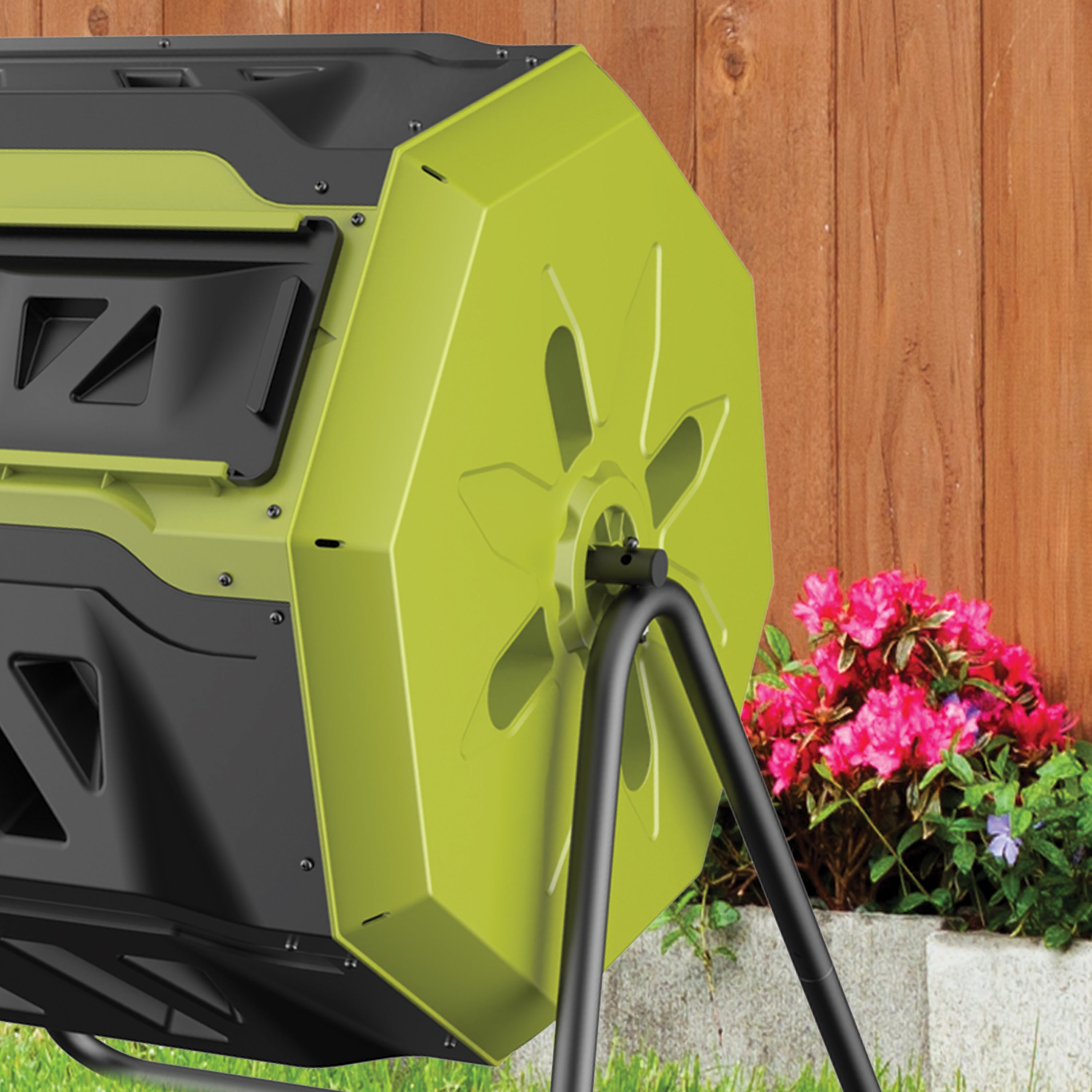 Sun Joe All-Season Outdoor Tumbling Composter | Dual Sliding Chamber | 42-Gallon | 2-10 Weeks