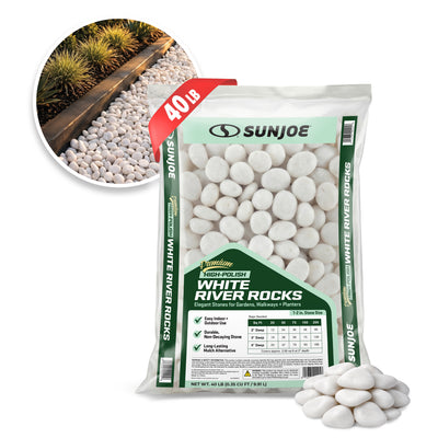 Sun Joe SJ-RK004-40 Premium High-Polish White River Rocks