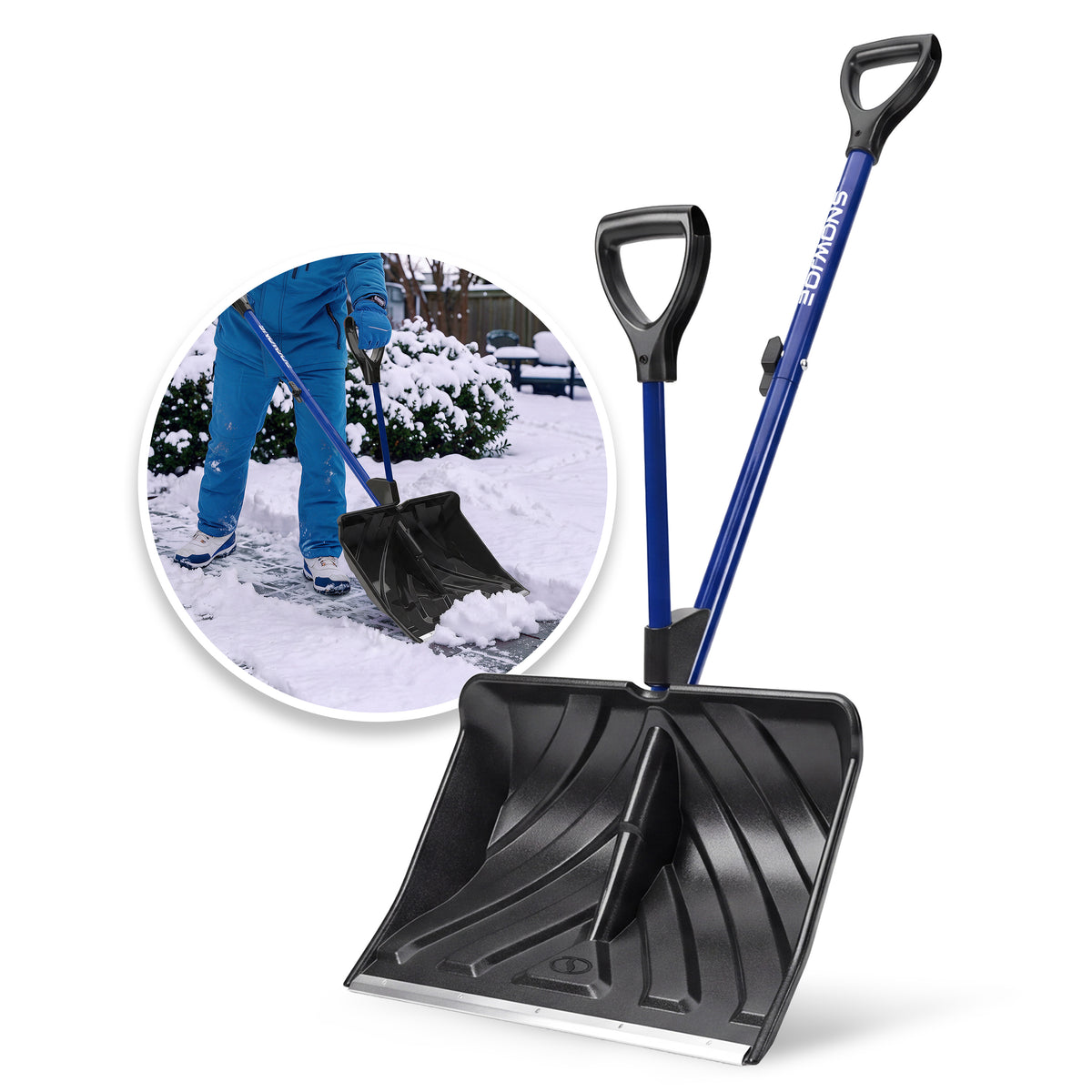 Snow Joe Shovelution Strain-Reducing Snow Shovel | 20-Inch | Spring Assisted Handle