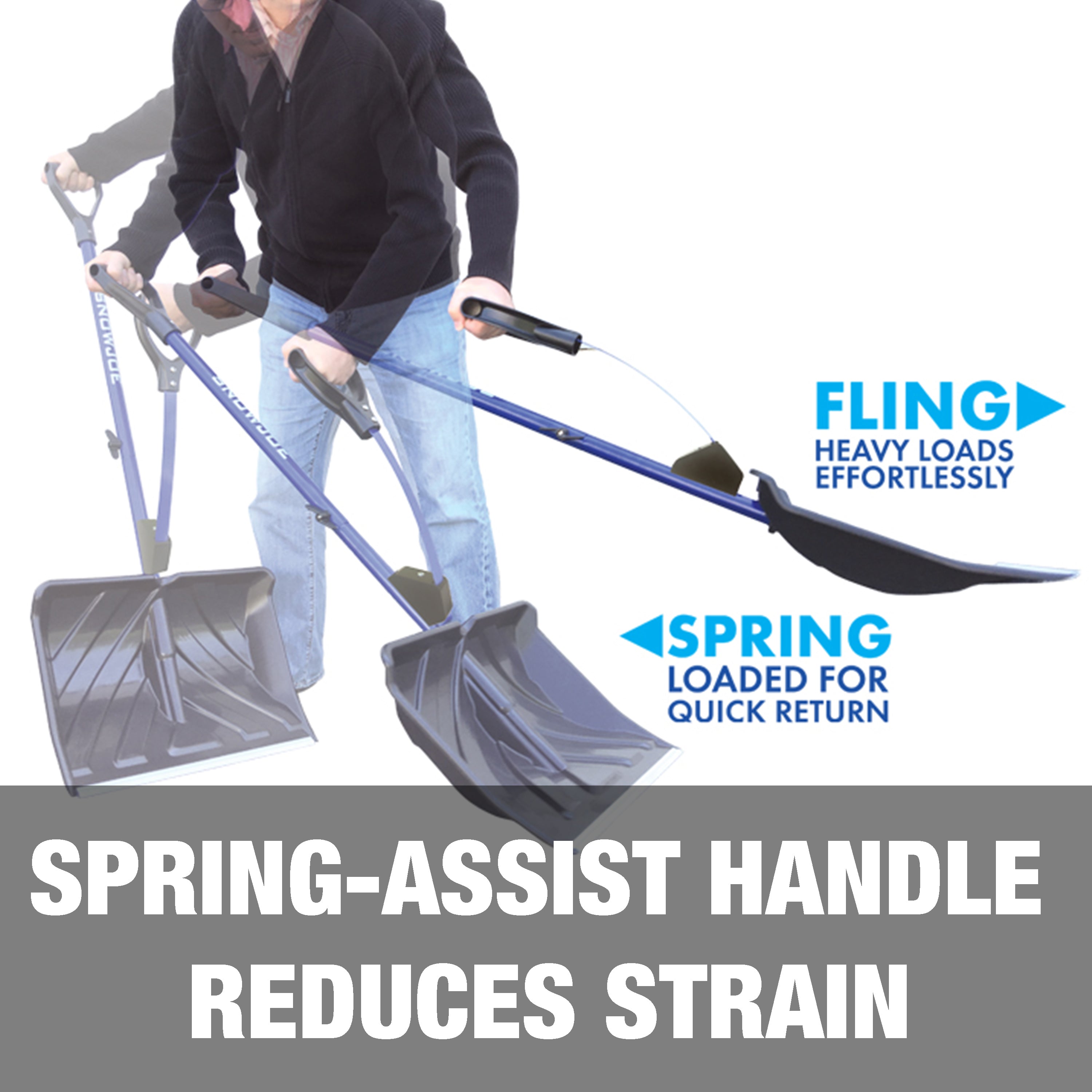 Spring-assist handle reduces strain.