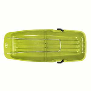 Top view of the Snow Joe 48-inch green-colored kids snow sled.