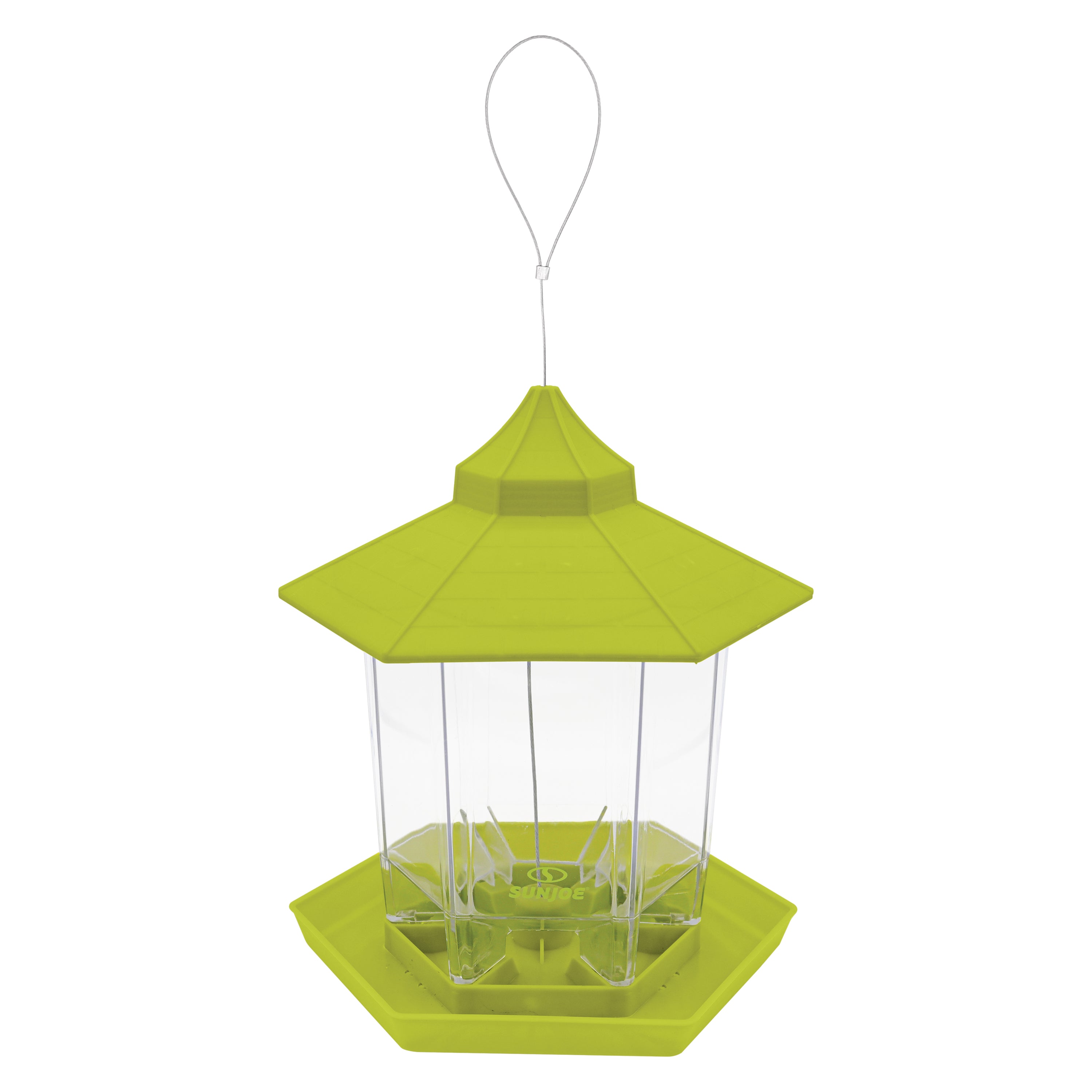 Sun Joe green hexagonal Wild Bird Hanging Feeder.