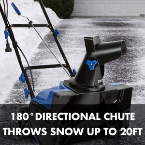 180-degree directional chute throws snow up to 20 feet.