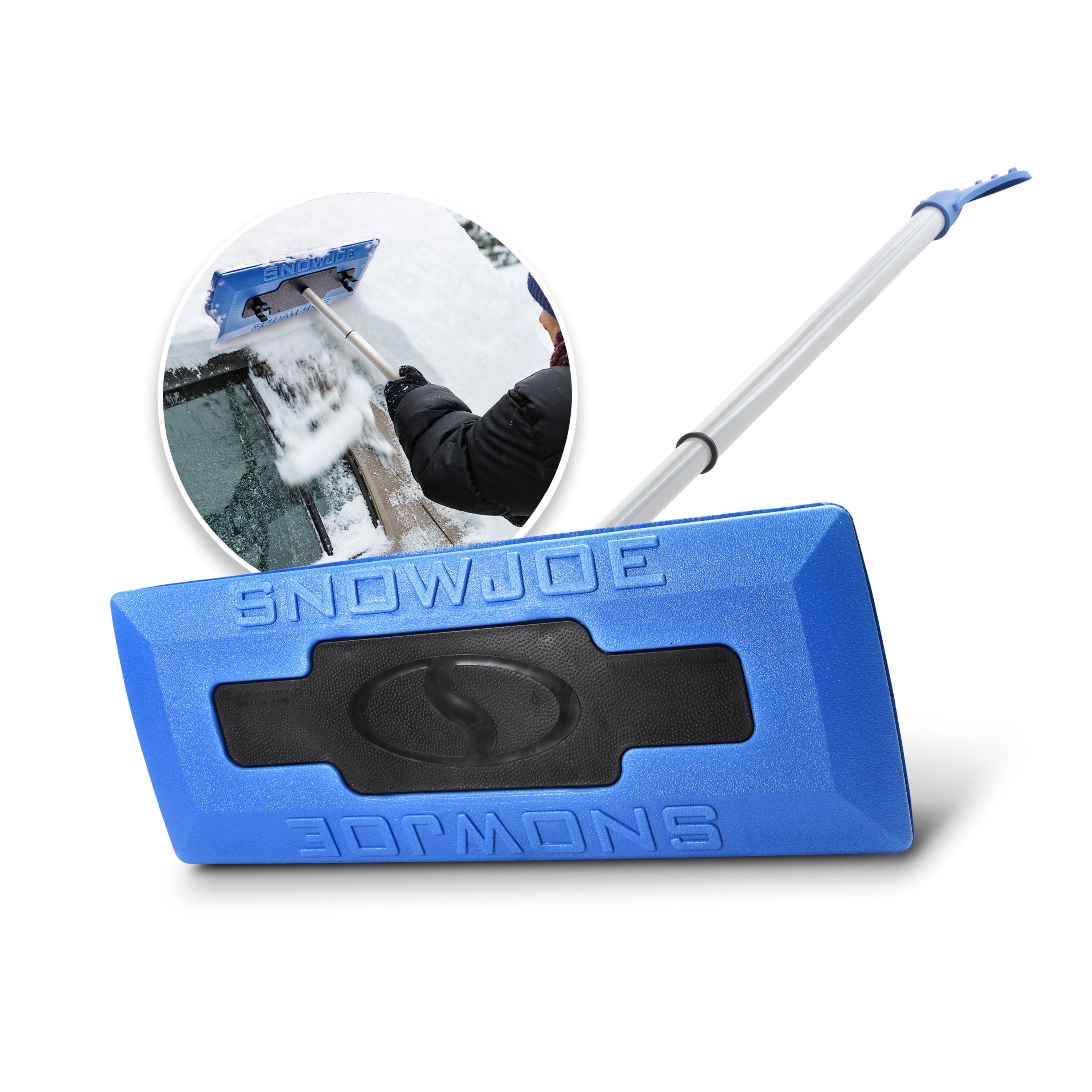 Snow Joe The Original 2-In-1 Telescoping Snow Broom + Ice Scraper | No-Scratch Foam Head, Closed Cell Foam for No Water Absorption | 18-Inch Foam Head