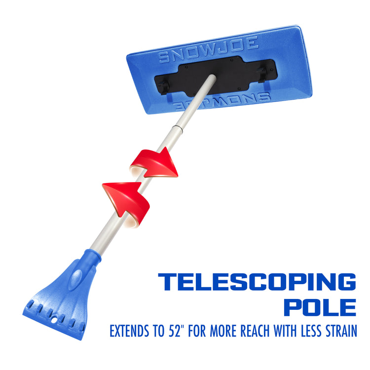 Telescoping pole extends to 52 inches for more reach with less strain.