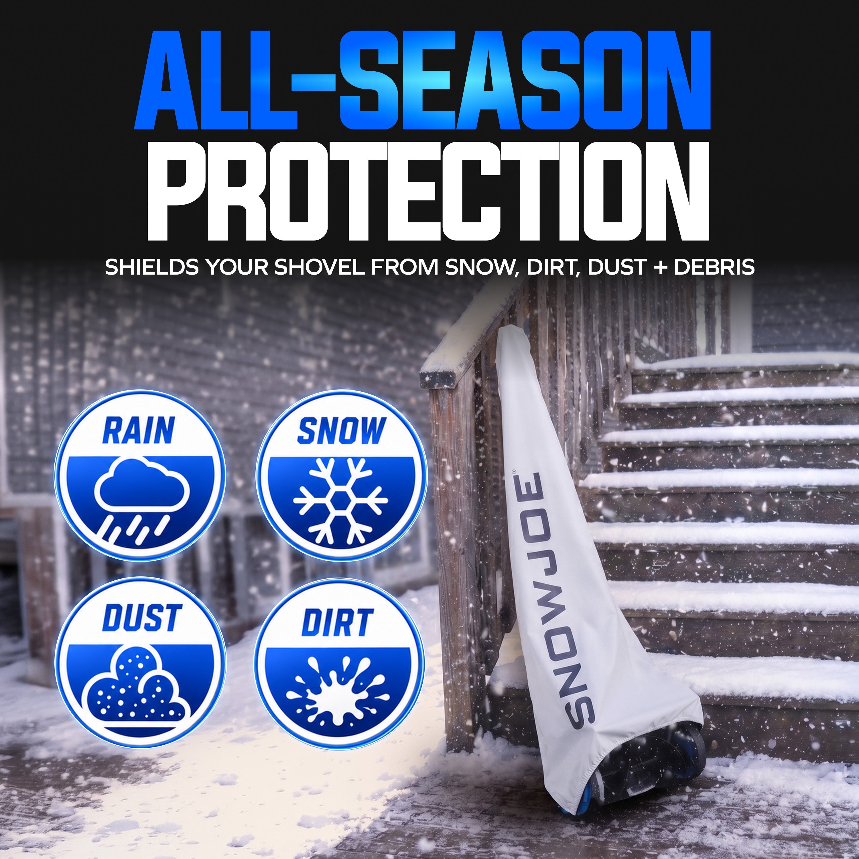 Snow Joe Universal Indoor/Outdoor Electric Snow Shovel Cover | Fits Shovels 10-13"