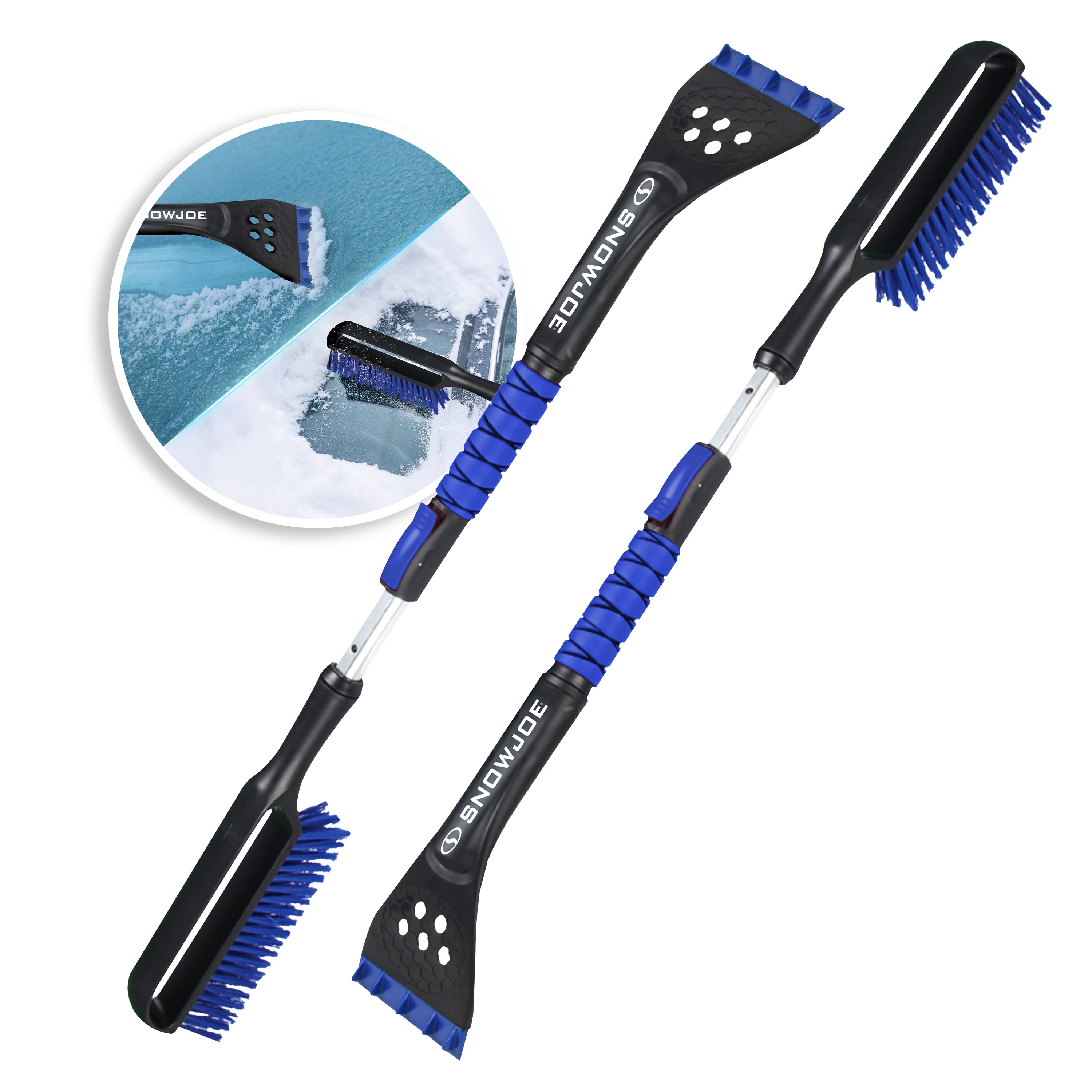 Snow Joe Winter Telescopic Snow Removal Brush + De-icing Shovel | 42-Inch Telescopic | 2-Pack