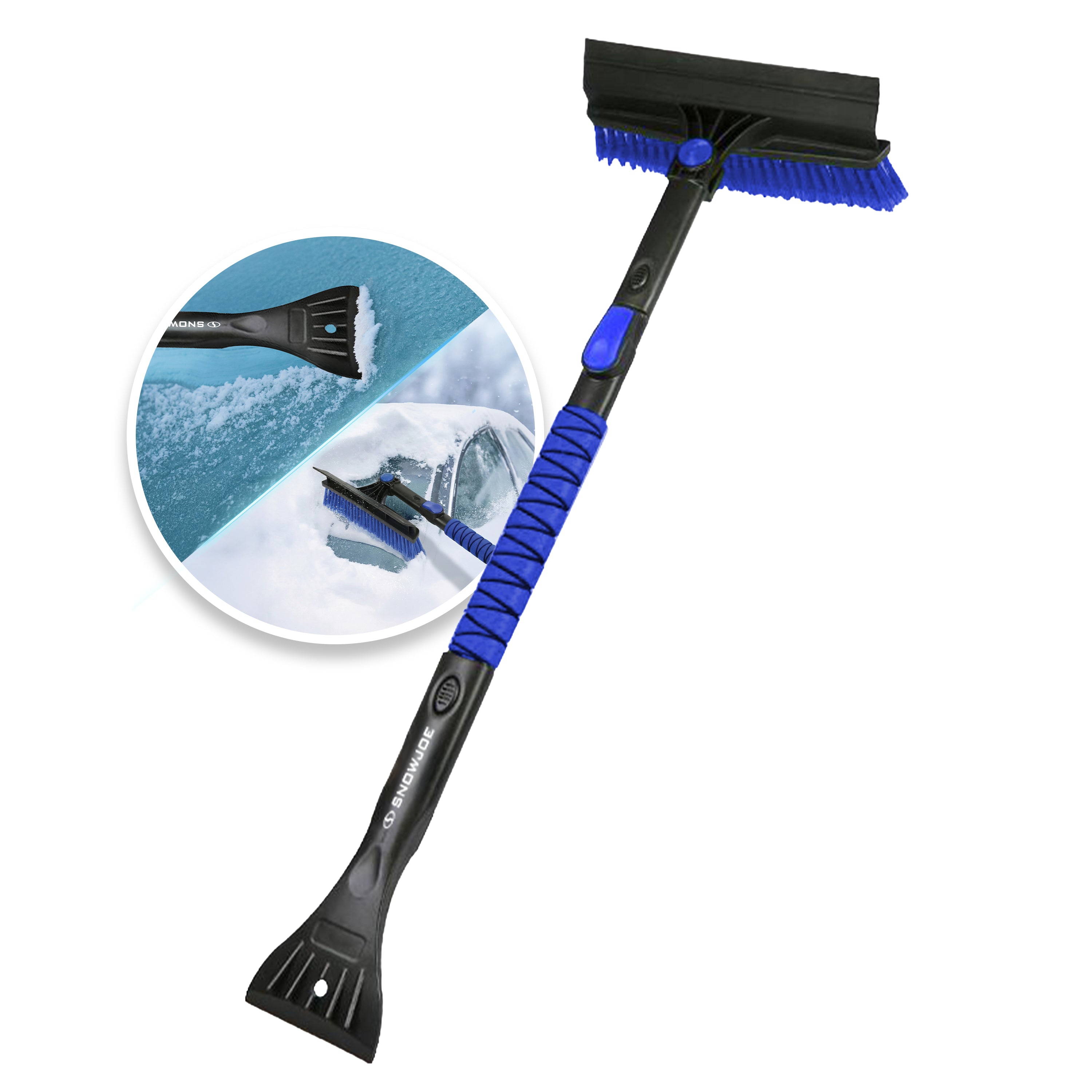 Snow Joe Winter Telescopic Snow Removal Brush + De-icing Shovel | Ergonomic Brush Head Design | 40-Inch Telescopic