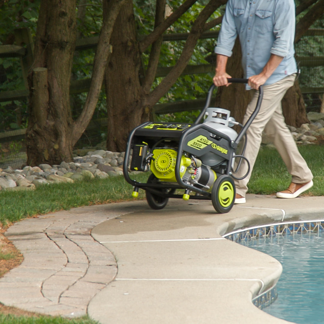 Power Joe Portable Propane Generator | Push-Button Electric + Recoil Start | Power Cooling System | 4100 Starting Watt | 3300 Running Watt | W/ Cover, Extension Cord, Magnetic DipStick, 24V 2.0-Ah Battery and Charger