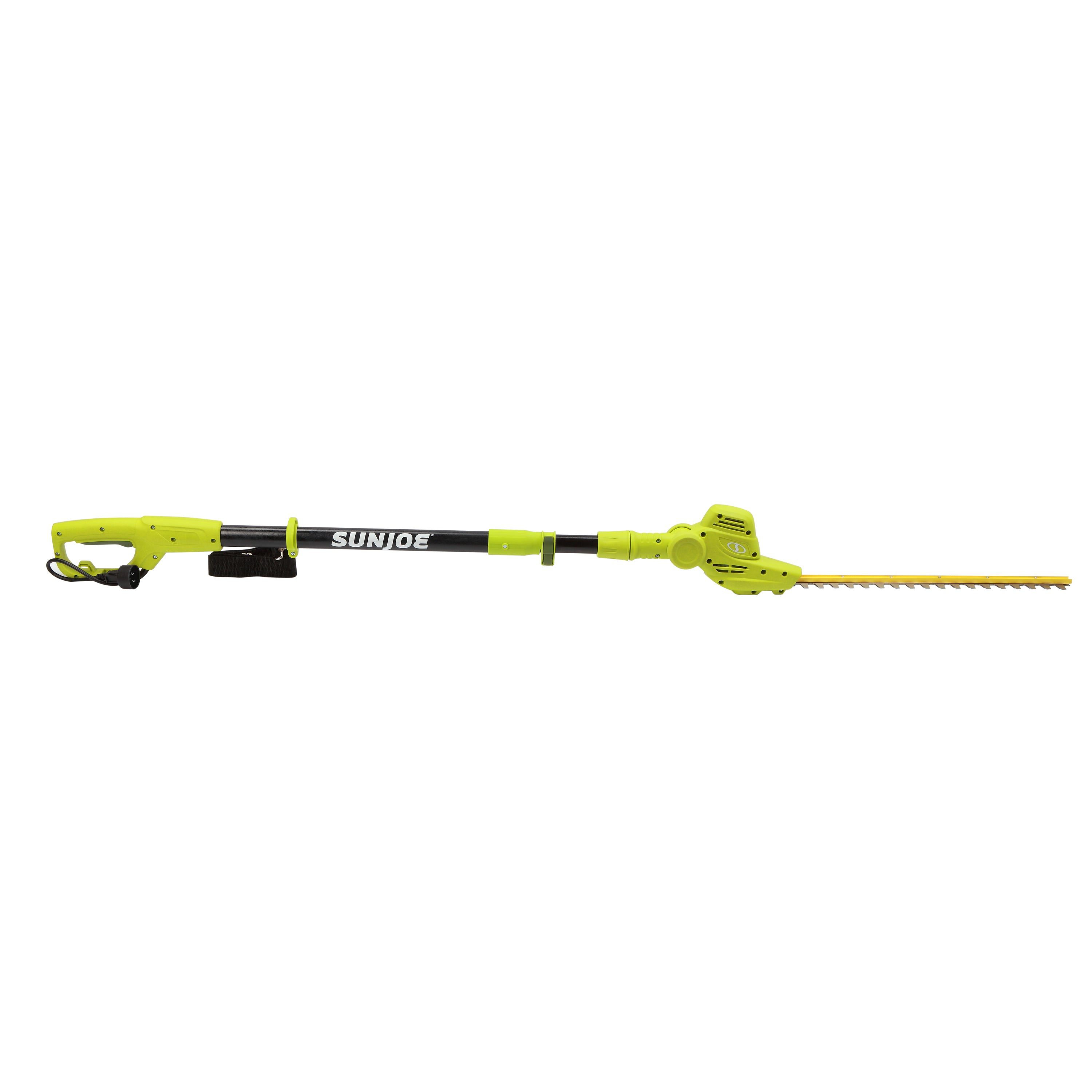 Side view of the Sun Joe 3.8-amp 18-inch Multi-angle Electric Pole Hedge Trimmer.