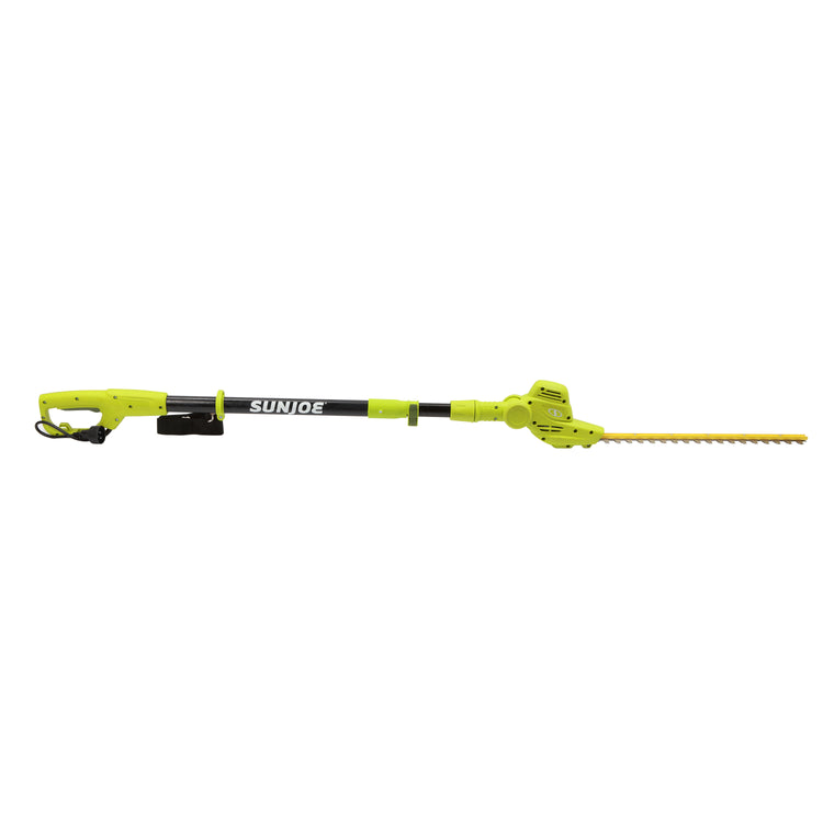 Side view of the Sun Joe 3.8-amp 18-inch Multi-angle Electric Pole Hedge Trimmer.