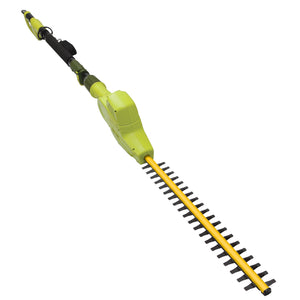 Angled view of the Sun Joe 4-amp 21-inch Electric Telescoping Pole Hedge Trimmer.