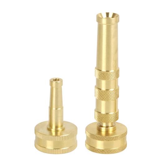 Sun Joe 2-in-1 brass twist hose and jet sweeper nozzle.