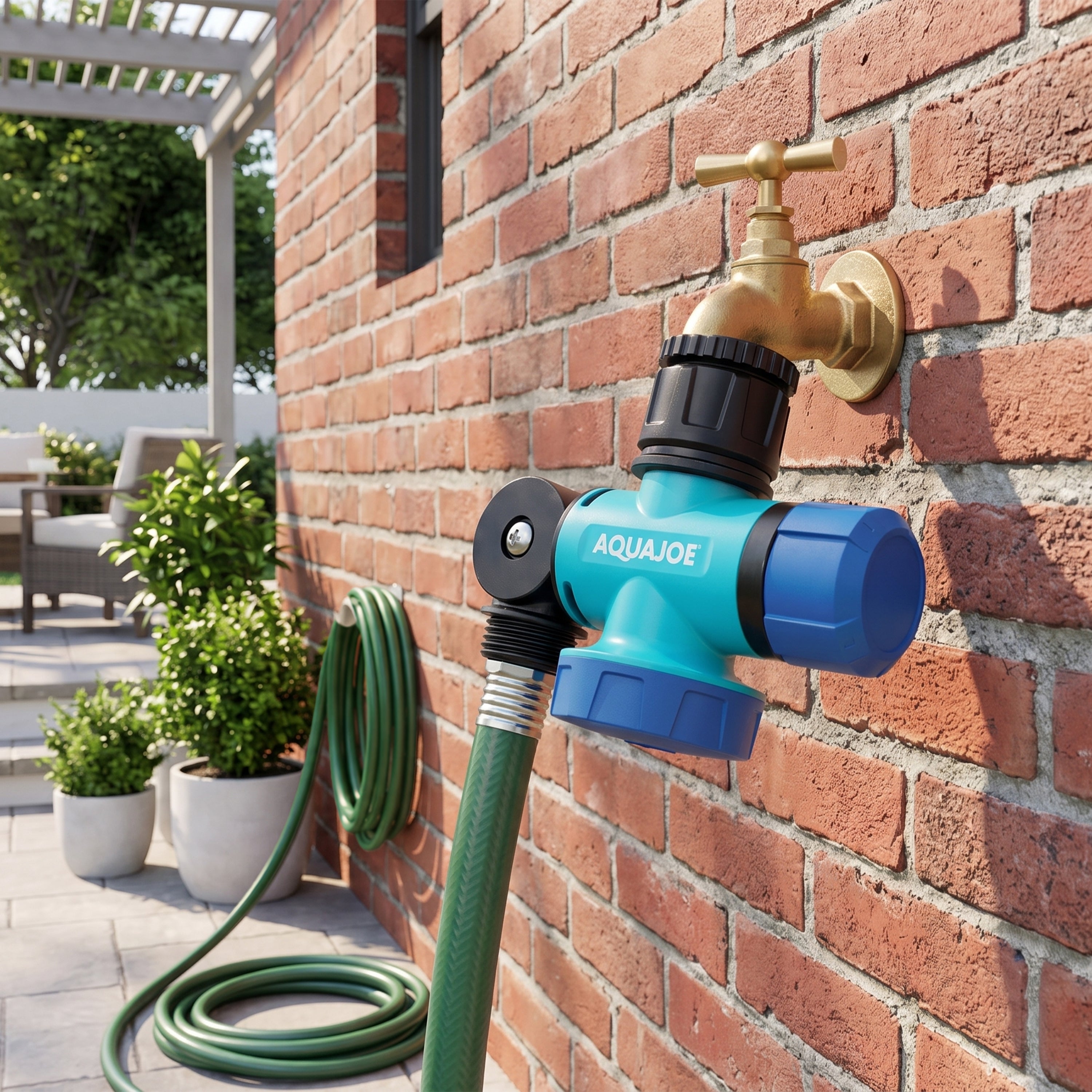 Aqua Joe Multi-Function Outdoor Faucet and Garden Hose Tap Connector | 3/4-Inch Thread Size