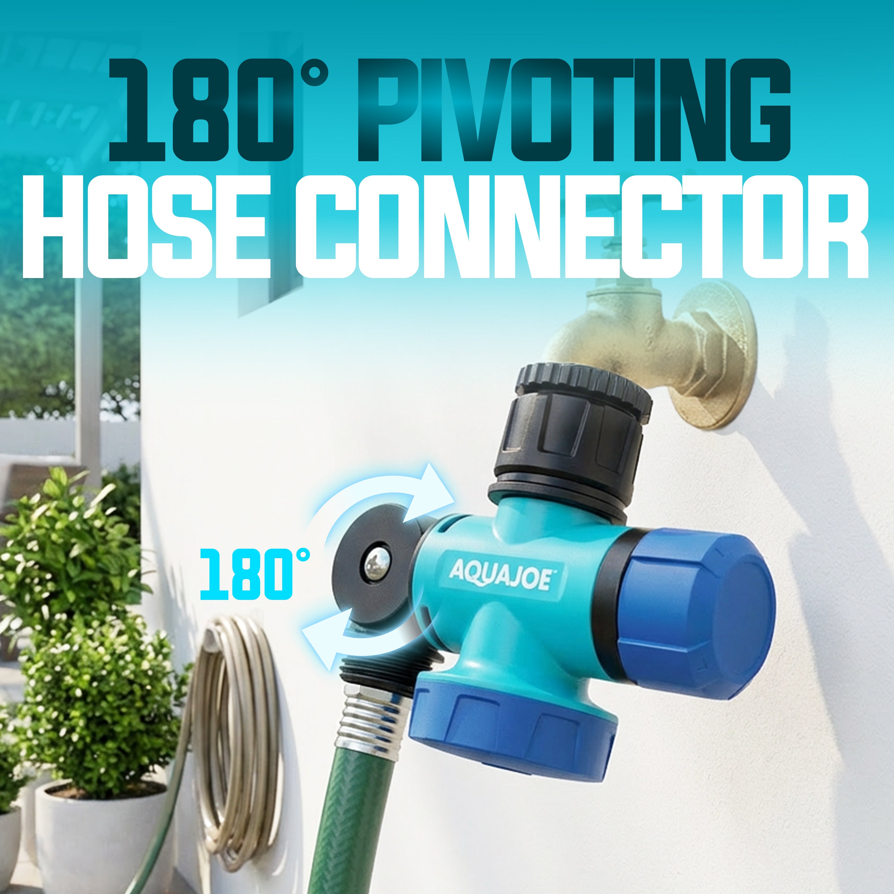 Aqua Joe Multi-Function Outdoor Faucet and Garden Hose Tap Connector | 3/4-Inch Thread Size