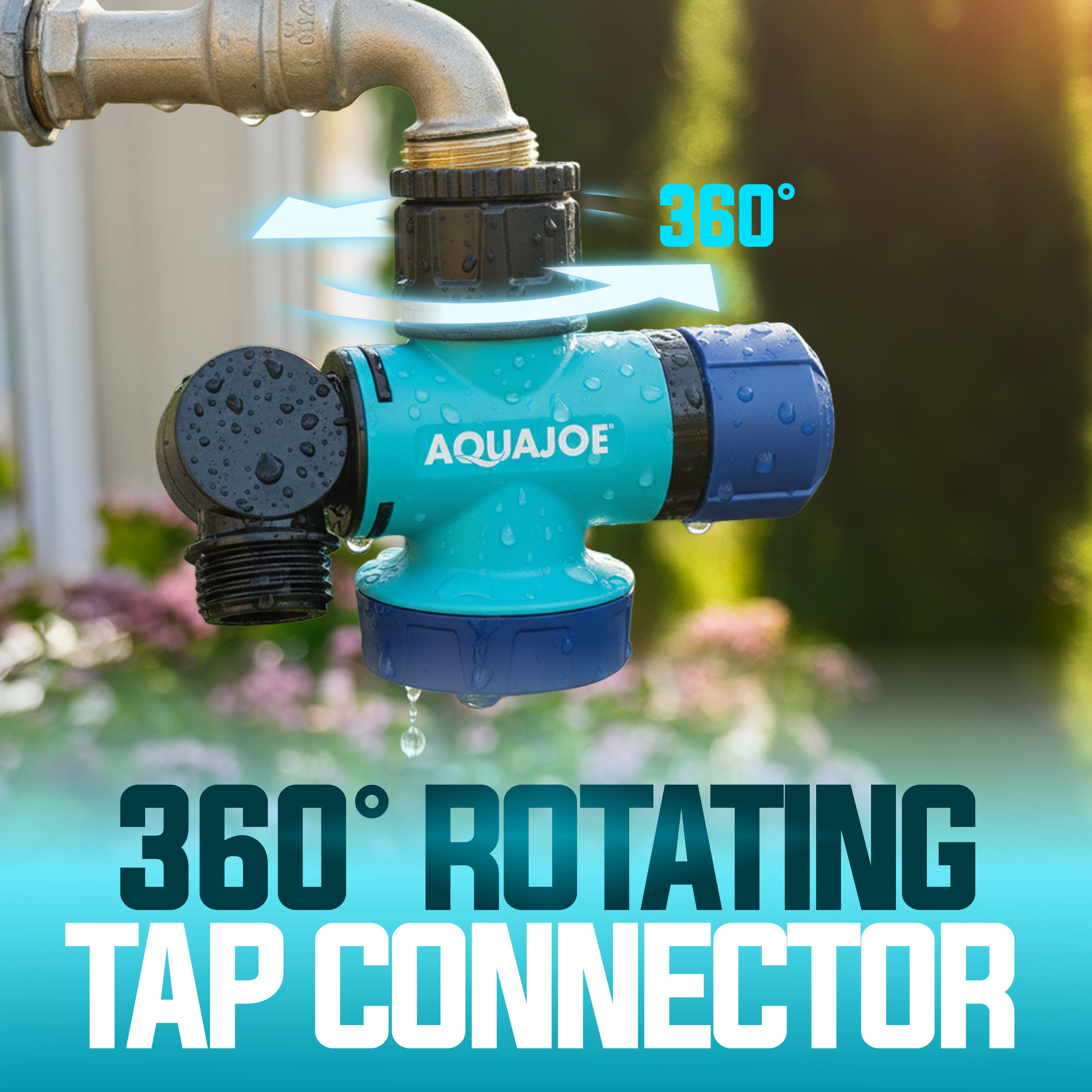 Aqua Joe Multi-Function Outdoor Faucet and Garden Hose Tap Connector | 3/4-Inch Thread Size