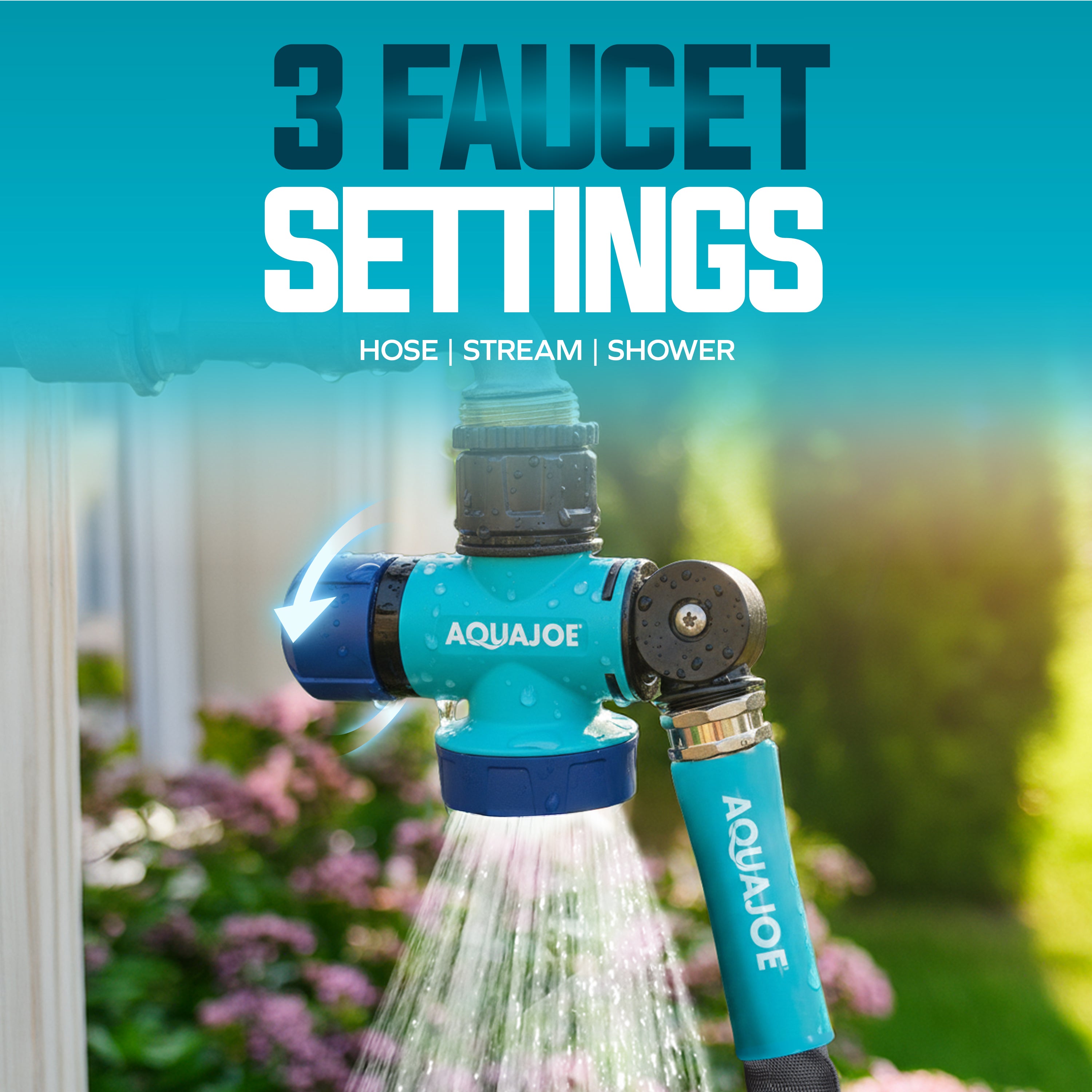 Aqua Joe Multi-Function Outdoor Faucet and Garden Hose Tap Connector | 3/4-Inch Thread Size