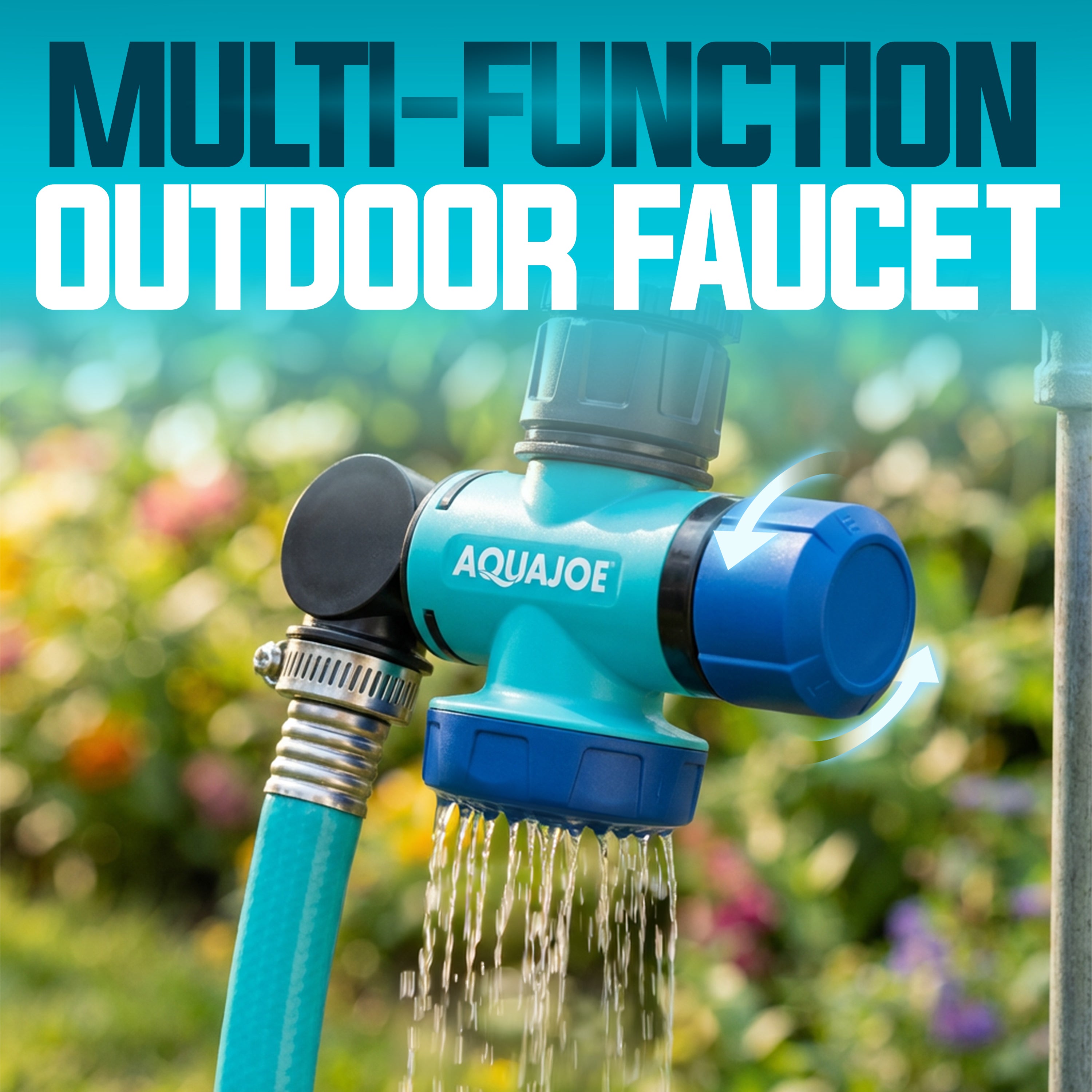 Aqua Joe Multi-Function Outdoor Faucet and Garden Hose Tap Connector | 3/4-Inch Thread Size