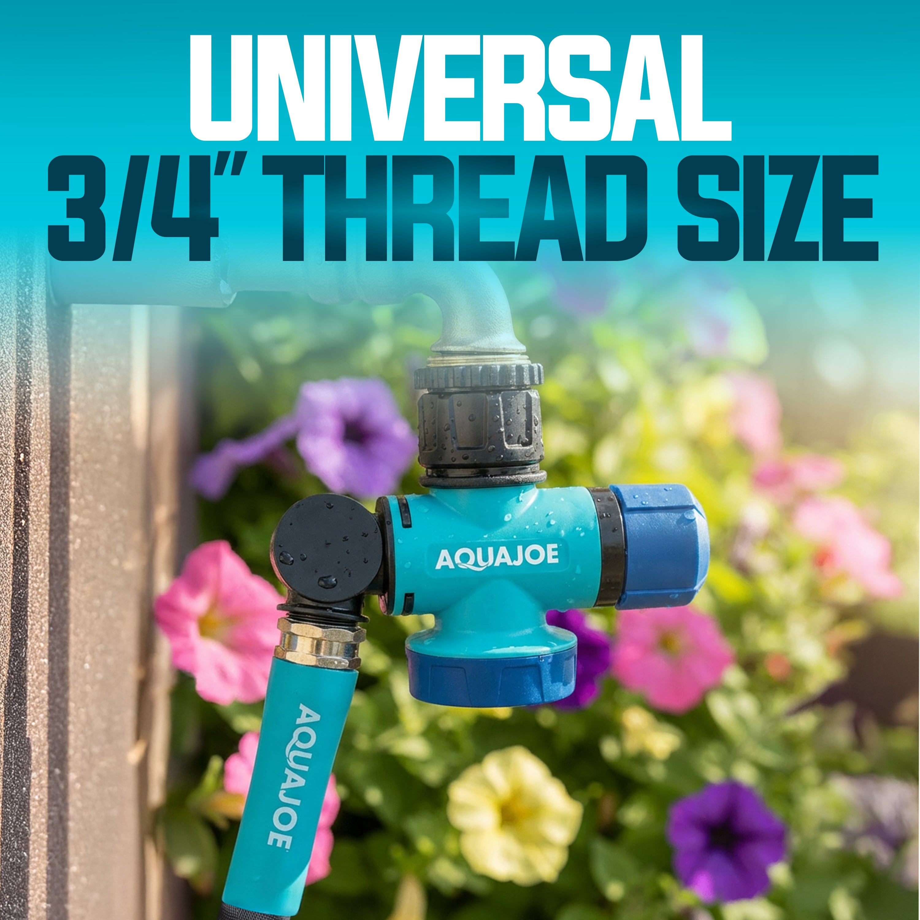 Aqua Joe Multi-Function Outdoor Faucet and Garden Hose Tap Connector | 3/4-Inch Thread Size