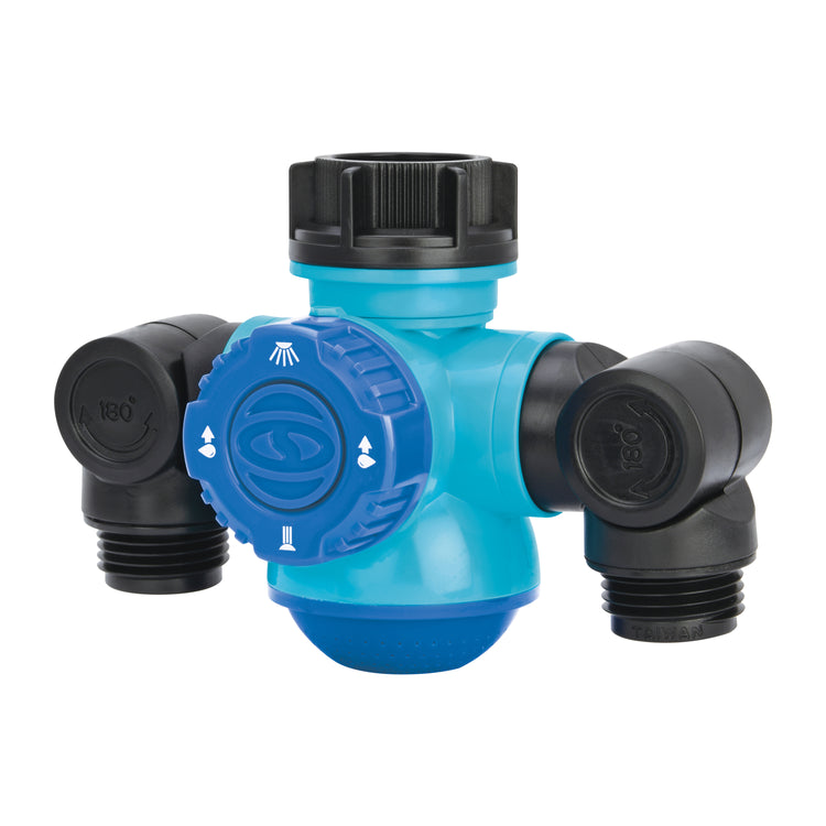 Aqua Joe Multi-Function Outdoor Faucet and Dual Garden Hose Tap Connecter.