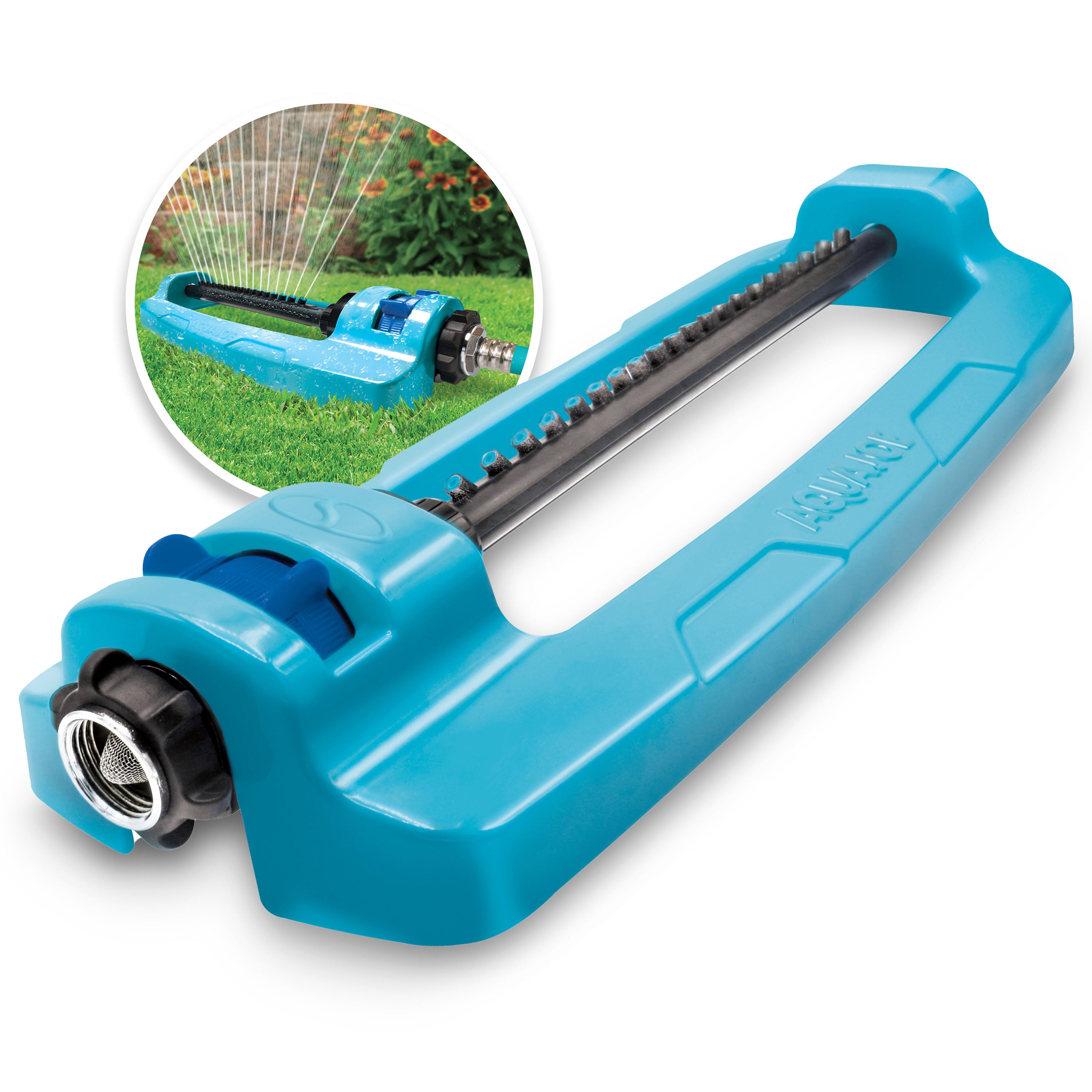 Aqua Joe SJI-OMS16 Indestructible Metal Base Oscillating Sprinkler | Adjustable Spray Patterns | 3,600 Sq. Ft. Max Coverage