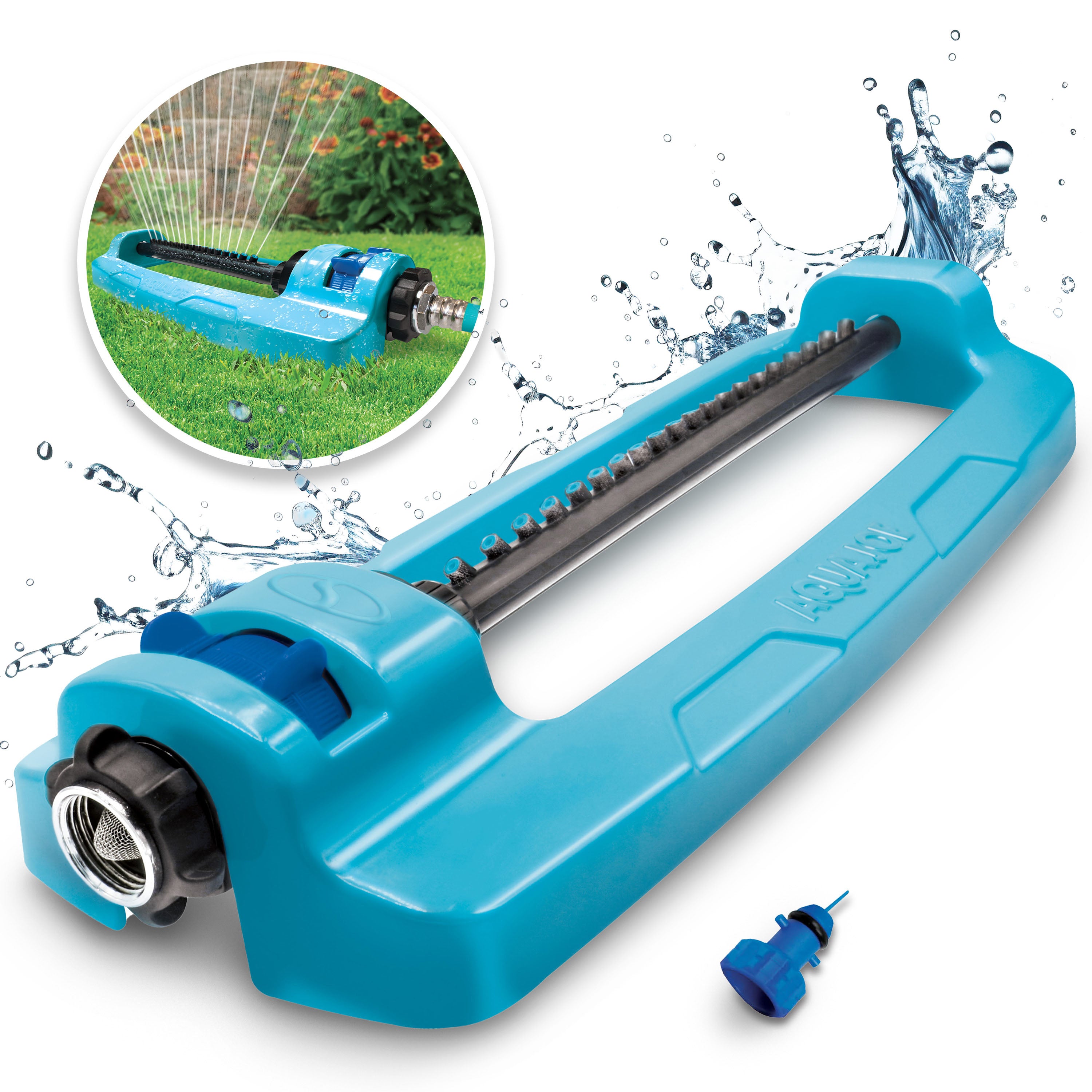 Aqua Joe SJI-OMS16 Indestructible Metal Base Oscillating Sprinkler | Adjustable Spray Patterns | 3,600 Sq. Ft. Max Coverage