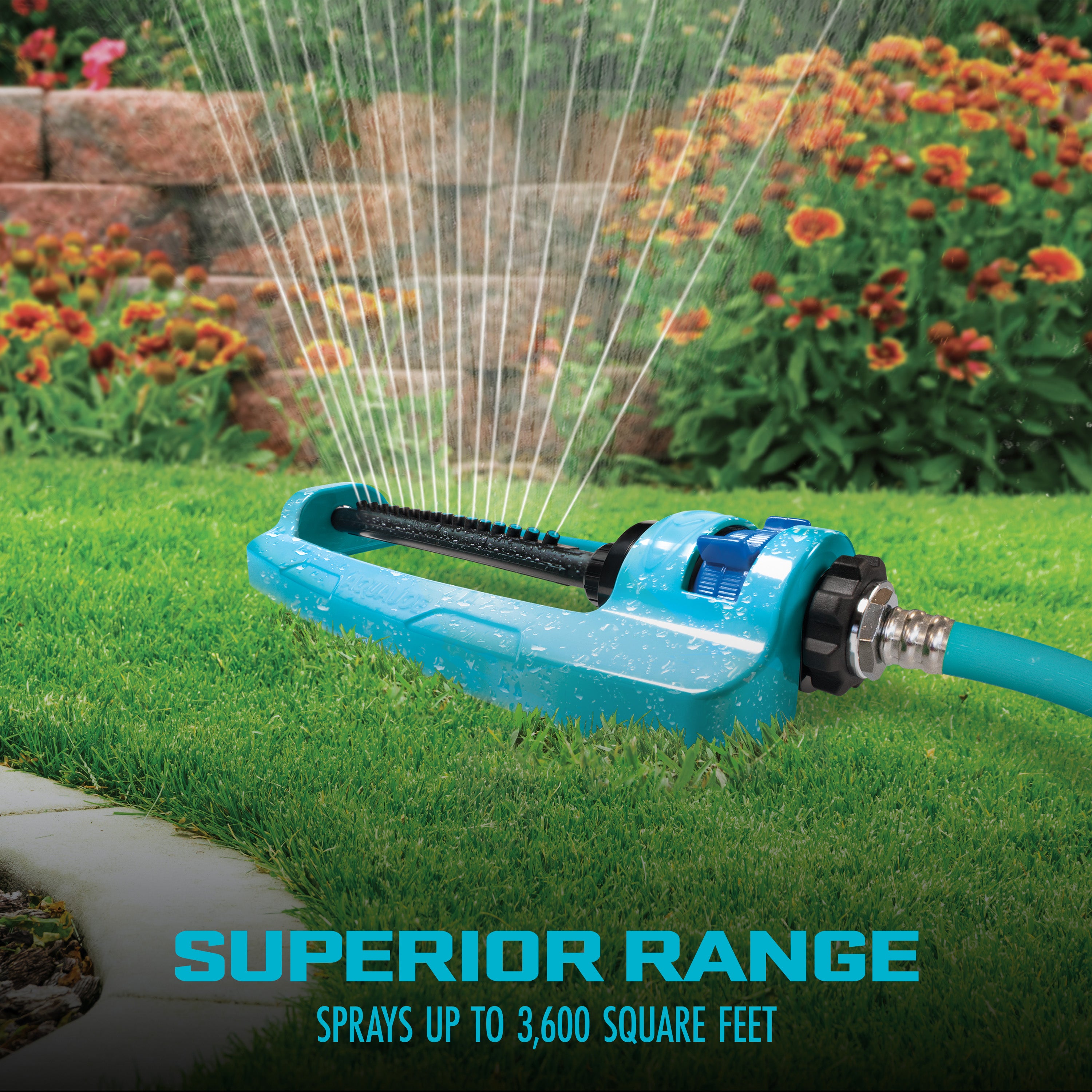 Superior watering range of SJI-OMS16 aqua joe sprinkler