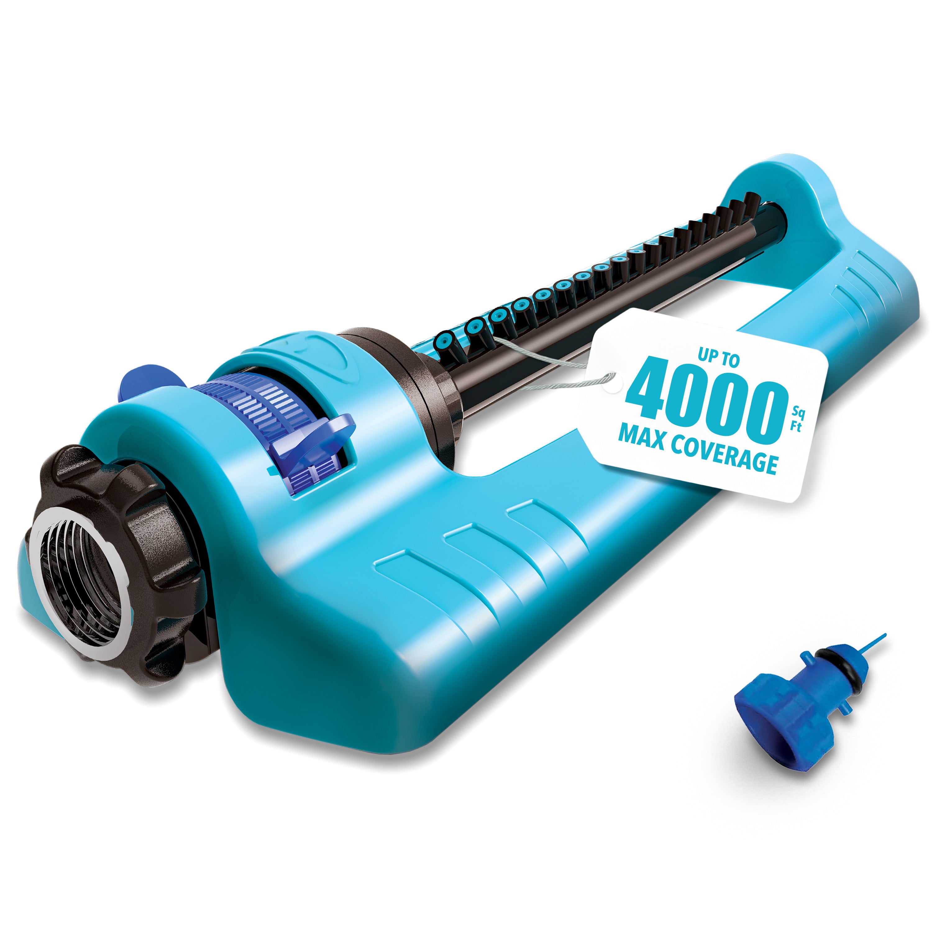 Aqua Joe SJI-OMS18 Indestructible Metal Base Oscillating Sprinkler with Adjustable Spray | 4000 sq ft Max Coverage