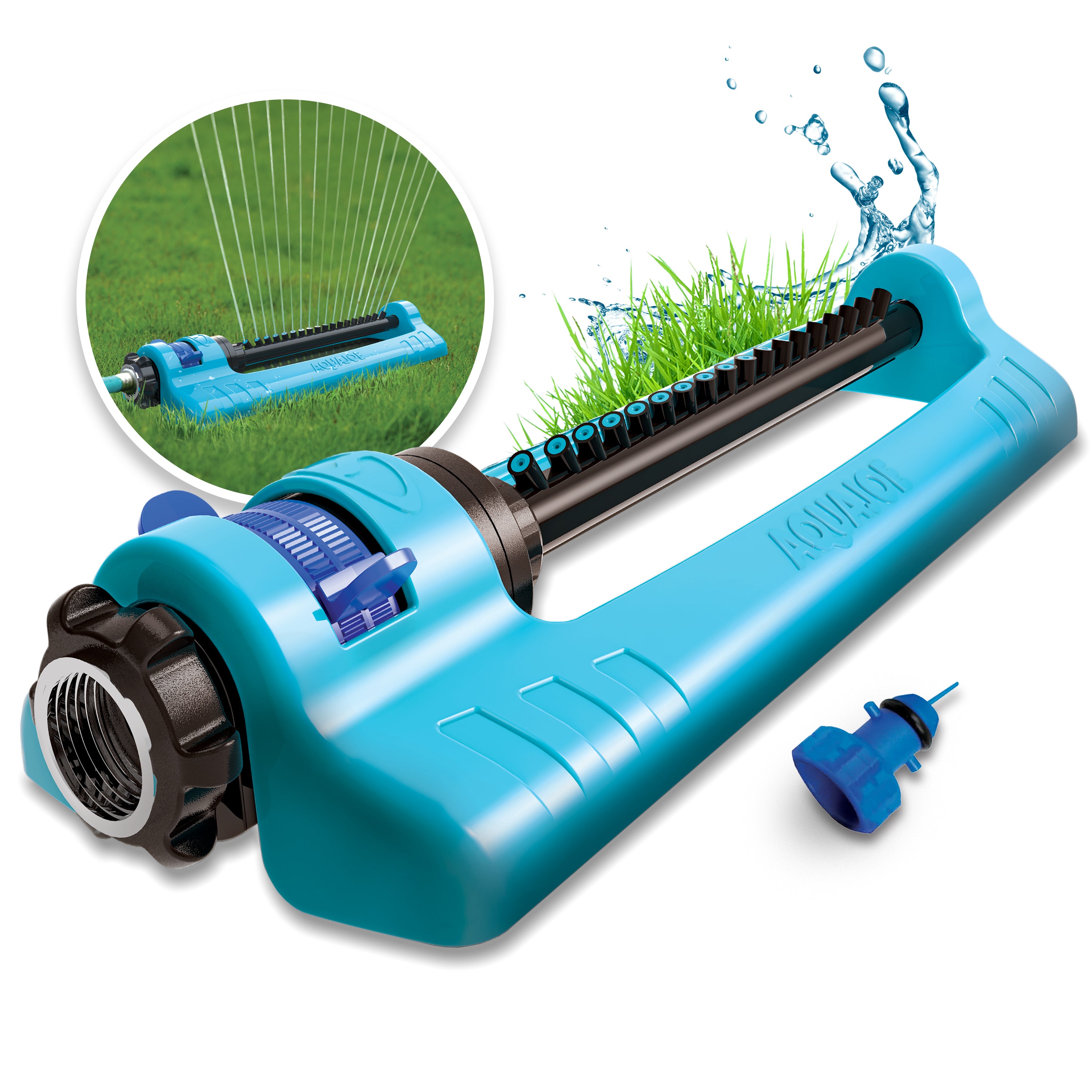 Aqua Joe SJI-OMS18 Indestructible Metal Base Oscillating Sprinkler with Adjustable Spray | 4000 sq ft Max Coverage