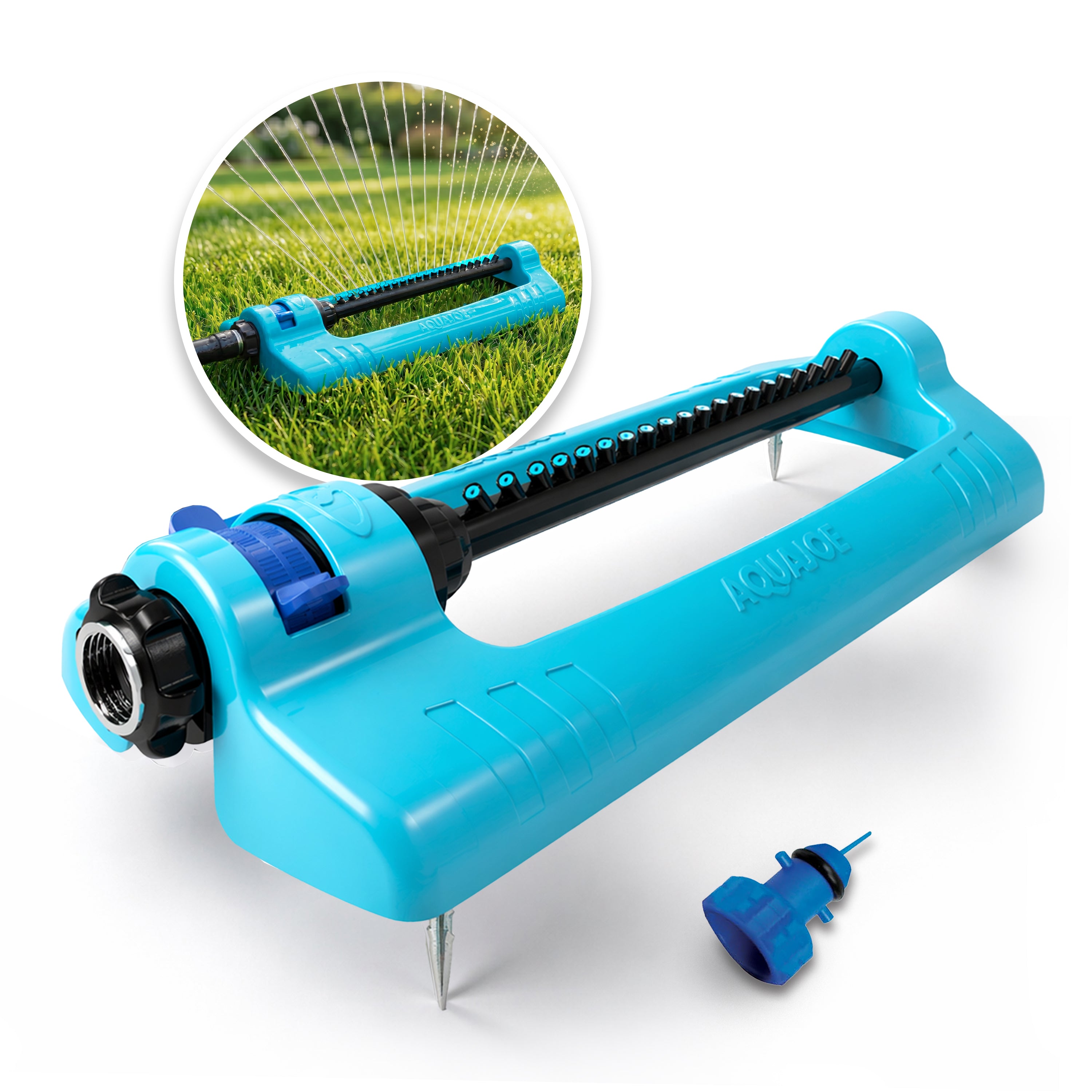 Aqua Joe Oscillating Sprinkler With Metal Ground Spike | Adjustable Spray Position | 4,000 Sq. Ft. Max Coverage