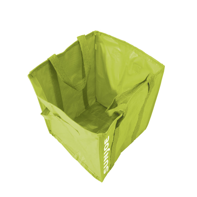 Top-angled view of the Sun Joe 70-gallon heavy-duty all-purpose garden leaf and debris bag.