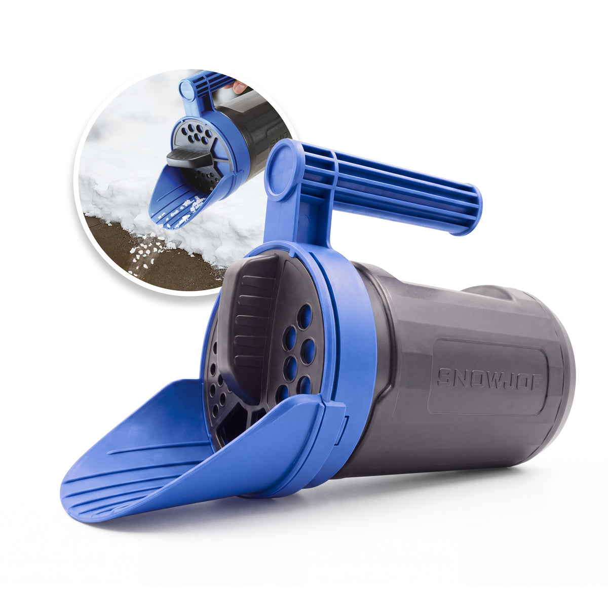 Snow Joe + Sun Joe Handheld All-Season Multi-Purpose Spreader | 5 lbs | W/ Adjustable Dial Flow Control