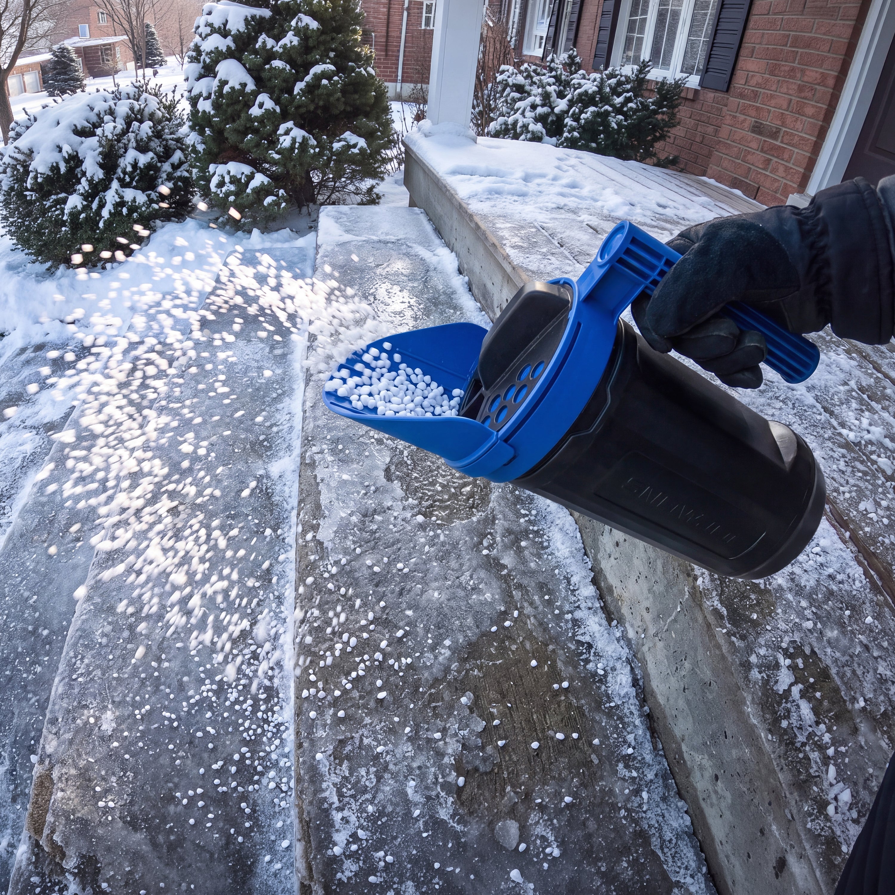 Snow Joe + Sun Joe Handheld All-Season Multi-Purpose Spreader | 5 lbs | W/ Adjustable Dial Flow Control