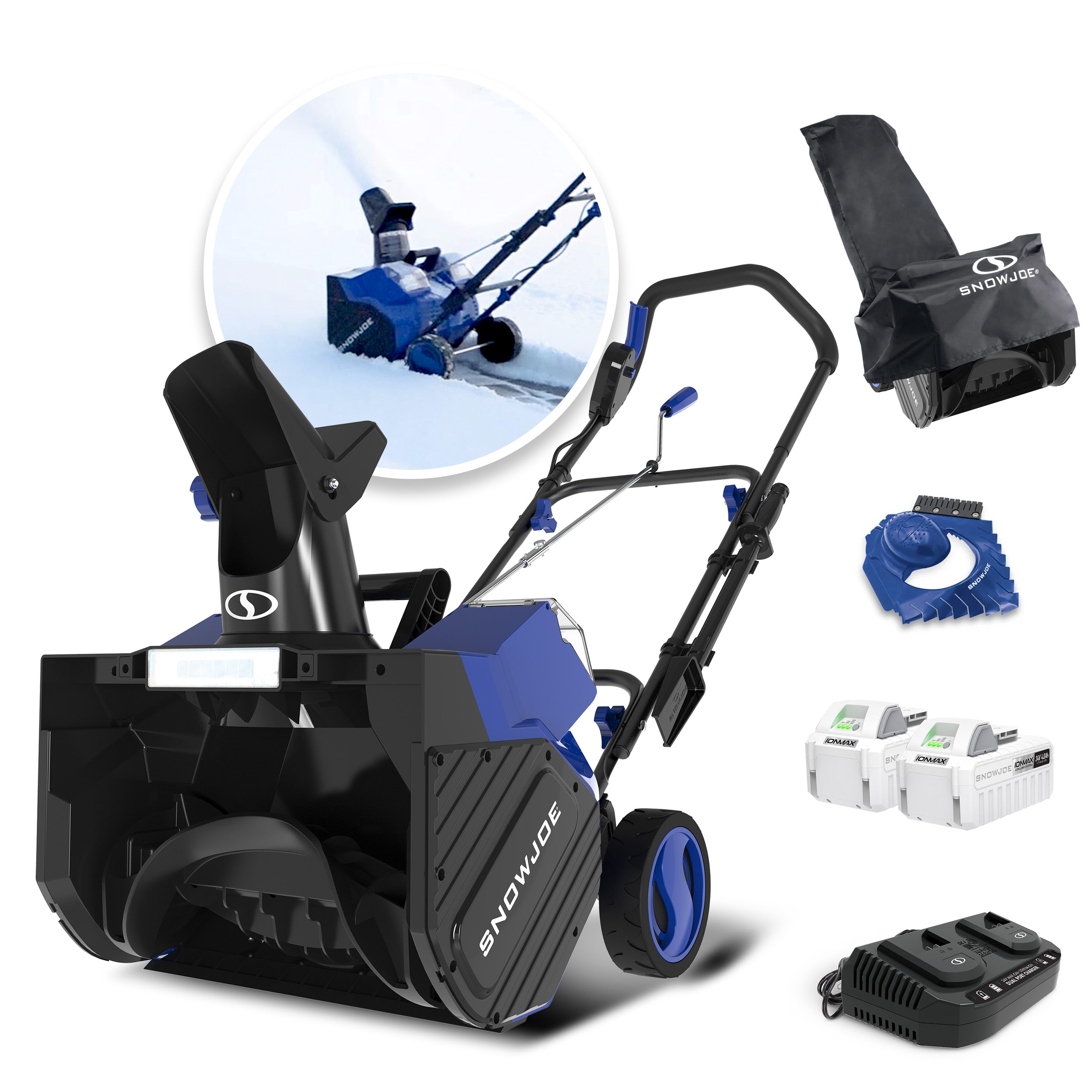 Snow Joe Best Value Winter Combo Kit | 24V Cordless Snow Shovel + 48V Cordless Snow Blower | W/ 3 x 4.0-Ah Batteries + 2 x Chargers, Ice Scrapers, & Covers