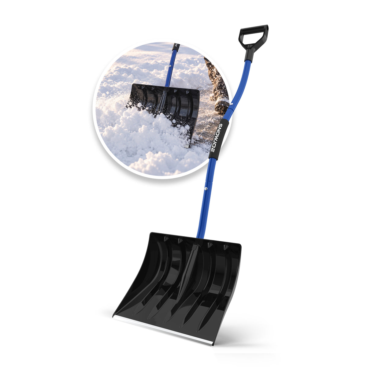 Snow Joe Snow Shovel for Driveway | Reinforced Heavy Duty Ergonomic Z-Shape Handle  | 17-Inches