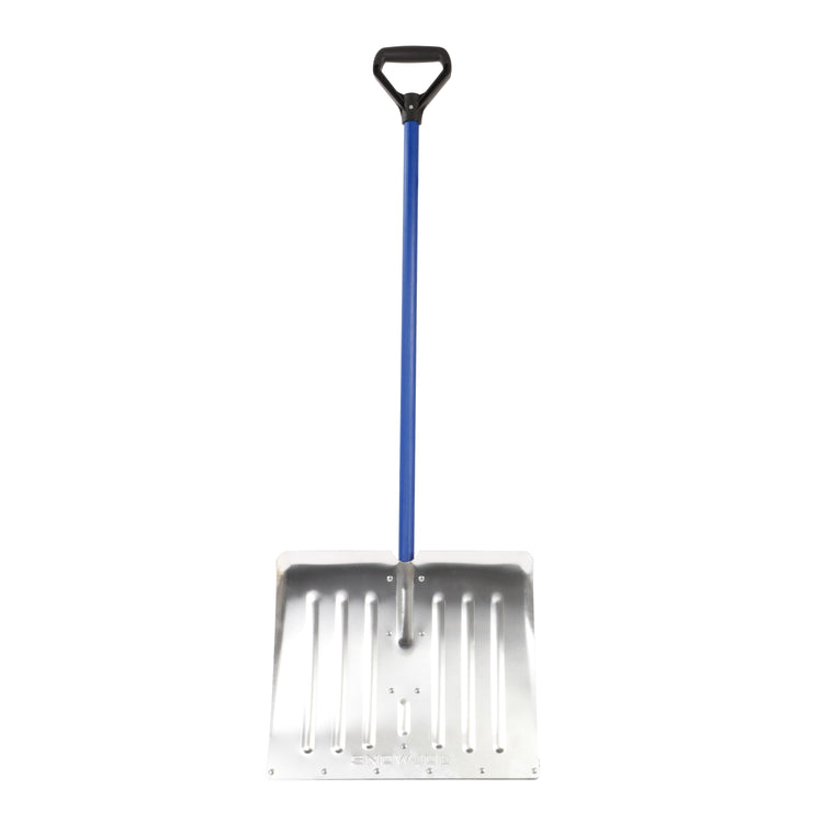 Front view of the Snow Joe 18-inch Heavy Duty Aluminum Snow Shovel.