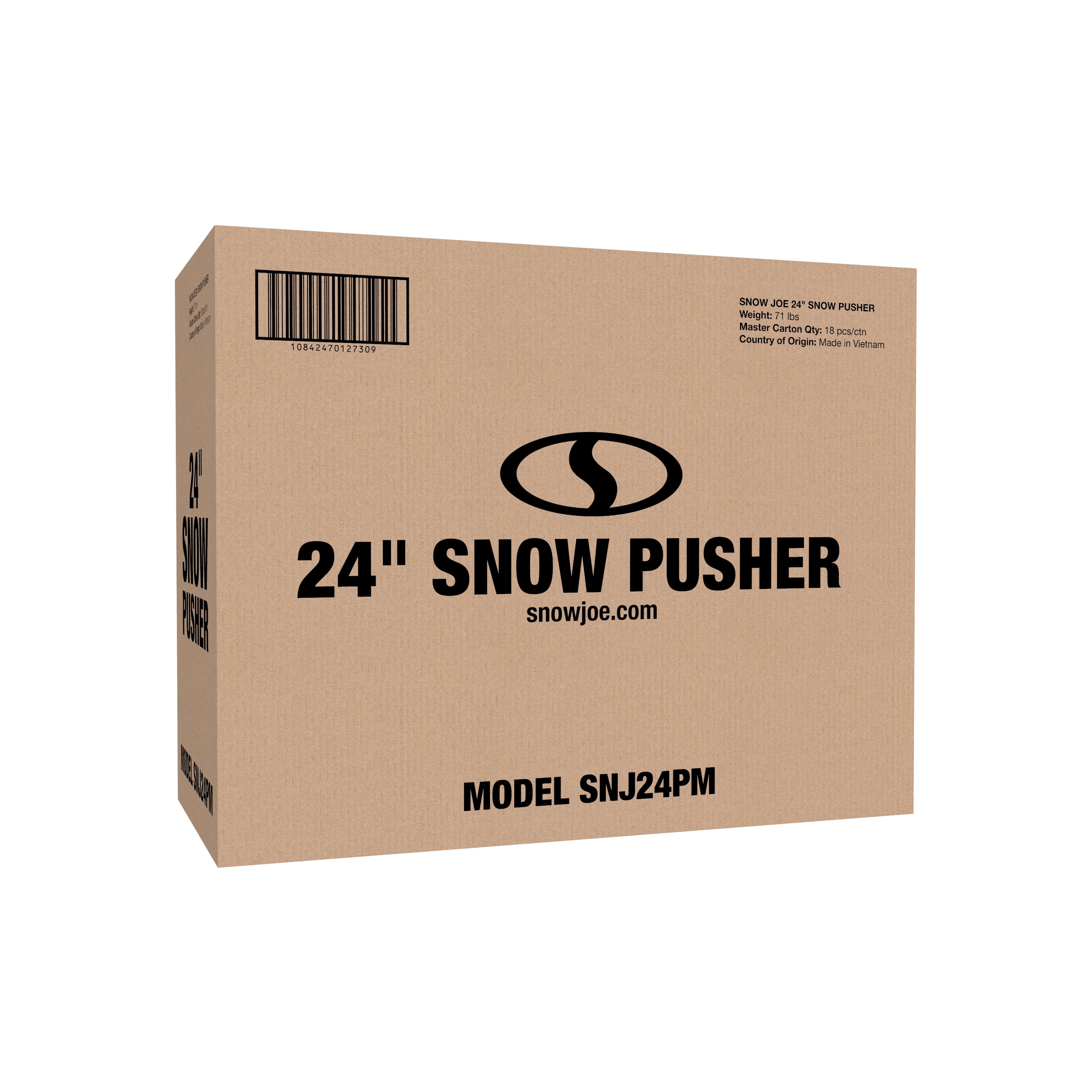 Snow Joe SNJ24PM Heavy-Duty Poly Snow Pusher | w/ Steel Wear Strip & D-Grip Handle | 24-Inch (Retail Ready, Blue)