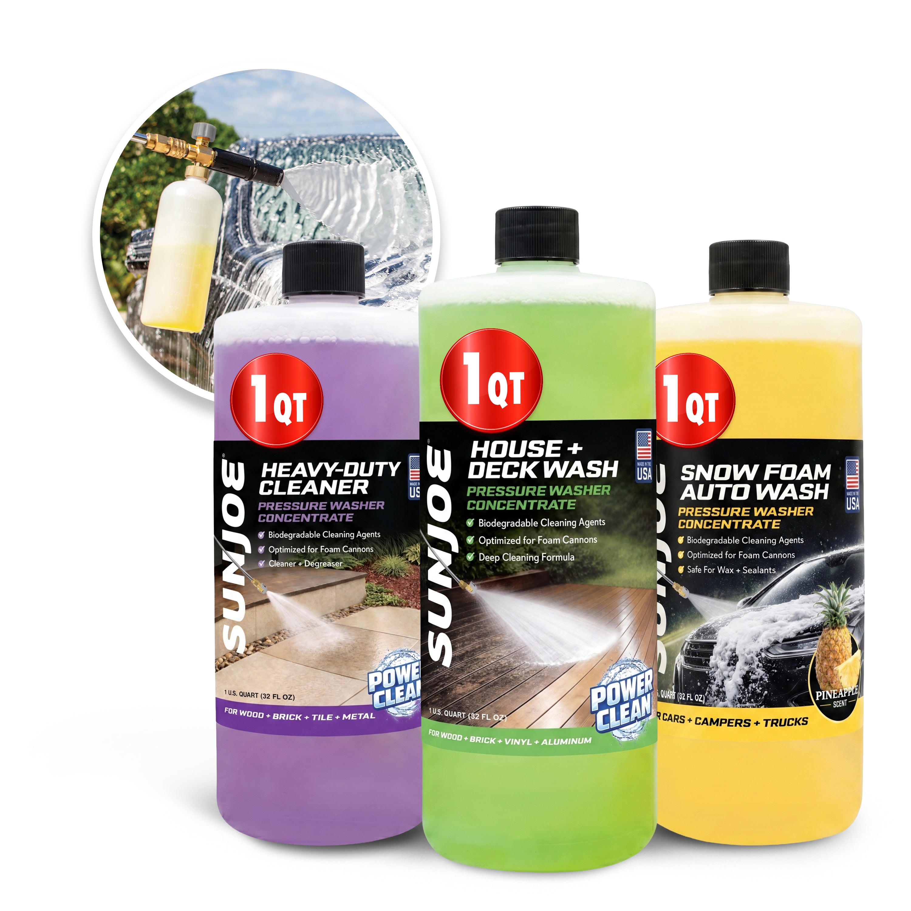 Sun Joe 3-Pack Pressure Washer Concentrate Trio | House and Deck Wash