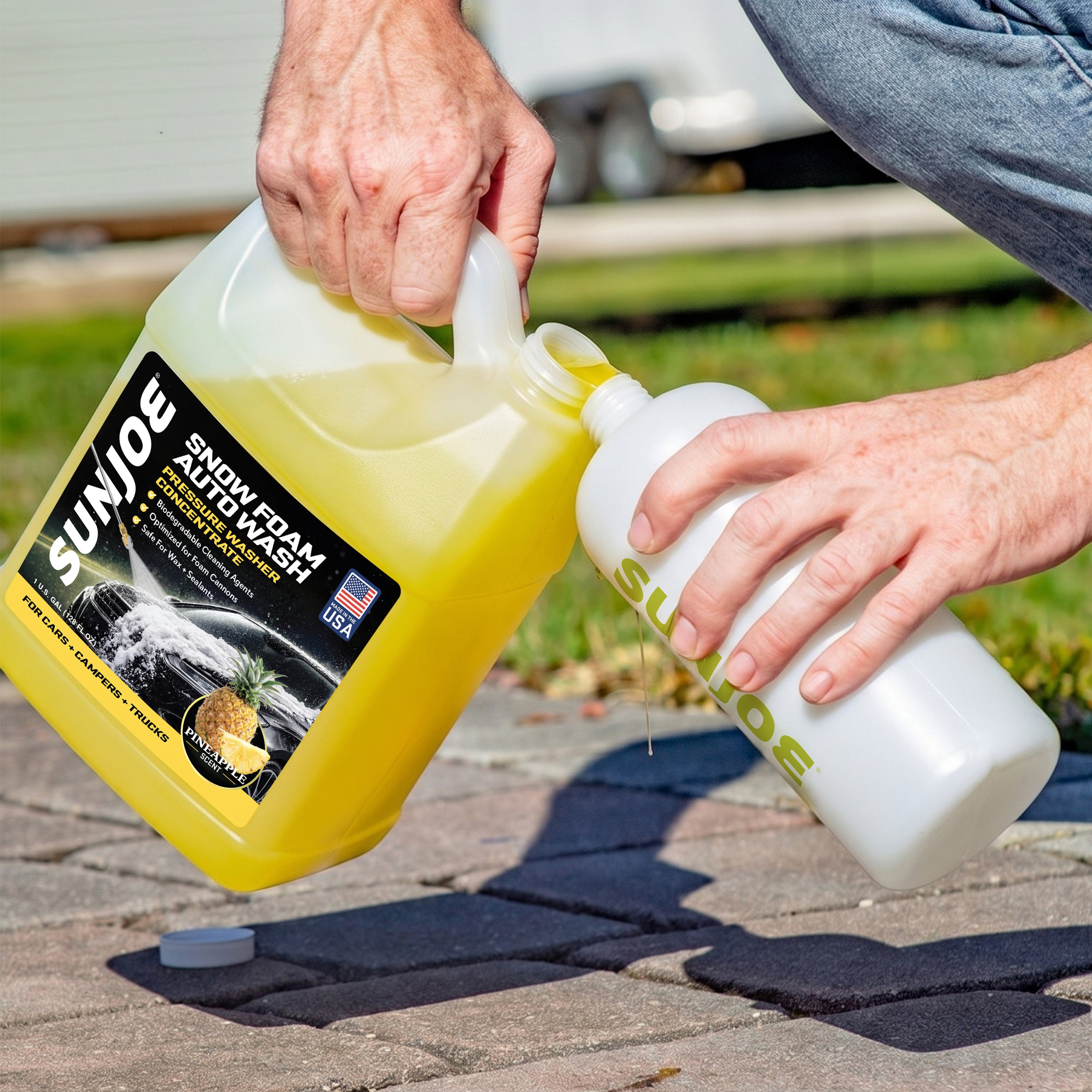 Sun Joe Premium Snow Foam Pressure Washer Rated Car Wash Soap + Cleaner, Pineapple Scent | 1 Gal.