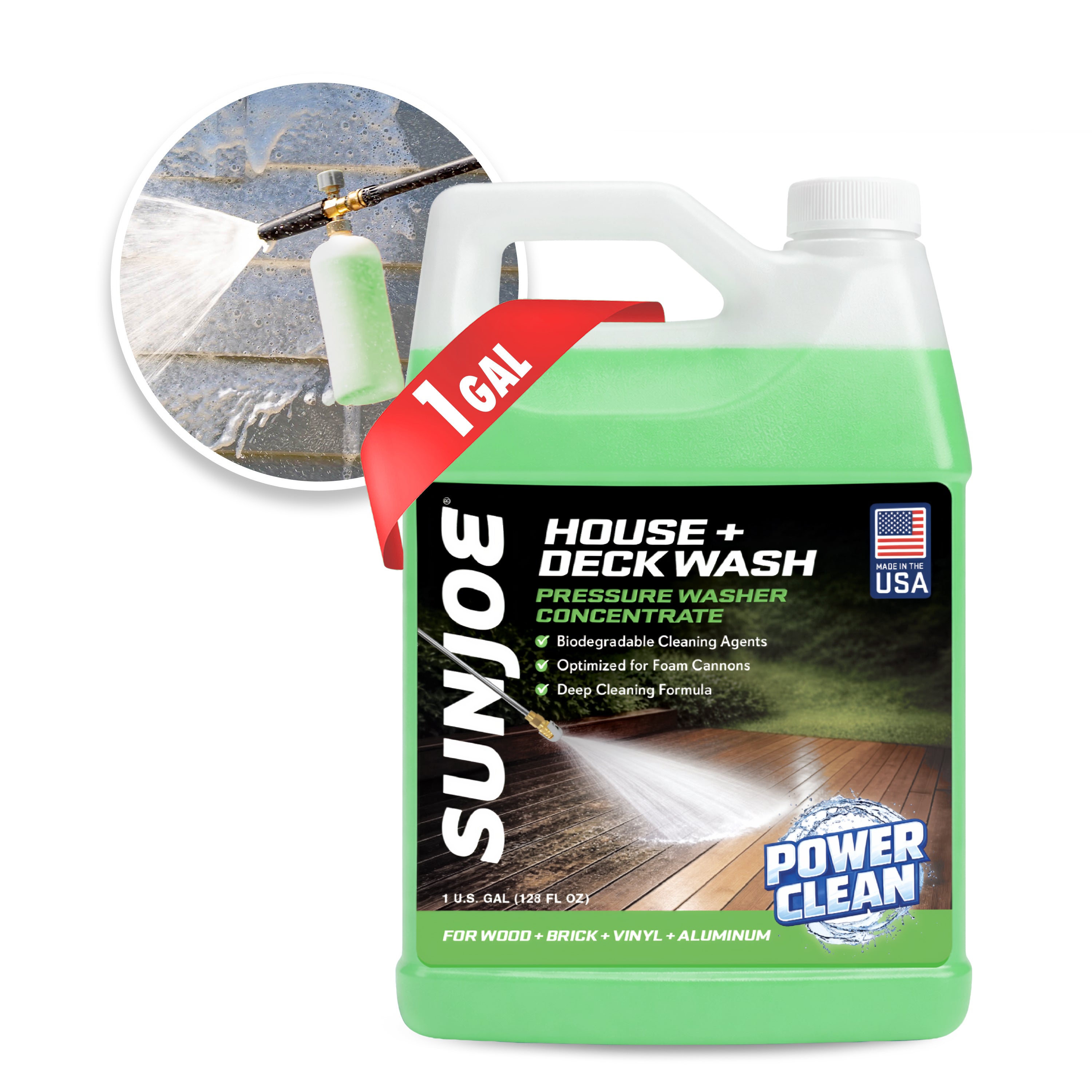 Sun Joe House + Deck All-Purpose Pressure Washer Rated Concentrated Cleaner | 1 Gal.