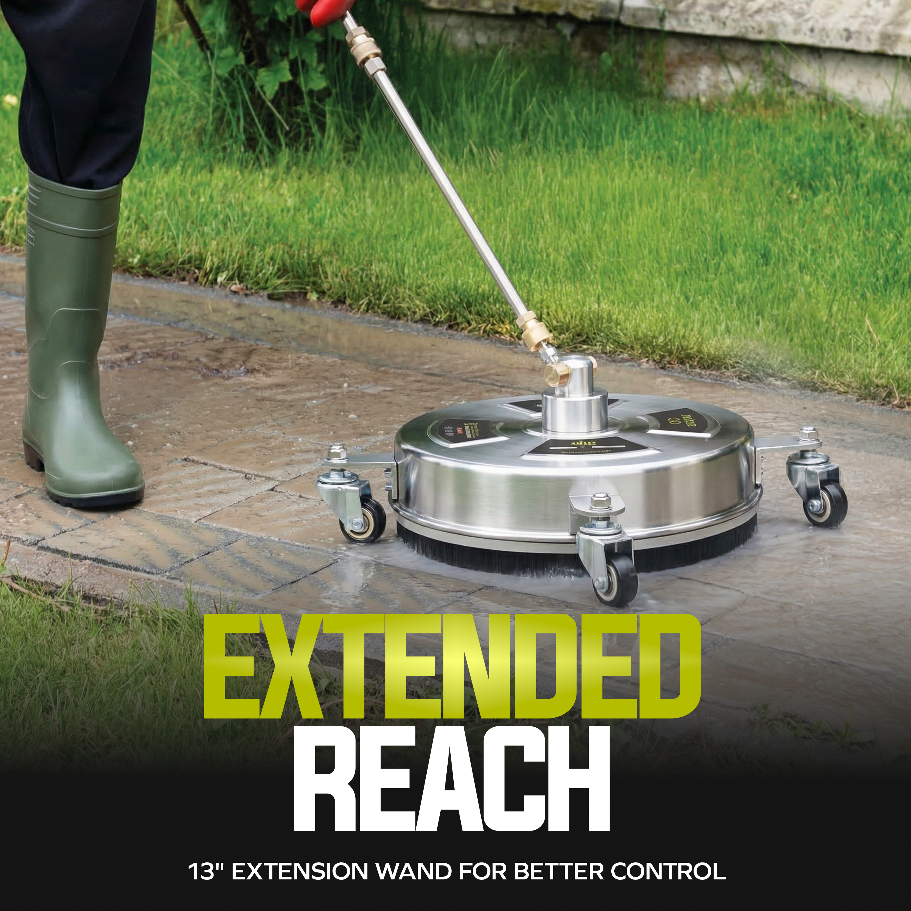 Sun Joe Multi-Surface Deck + Patio Cleaning Attachment for SPX Series Pressure Washers | 13-inch | Stainless Steel