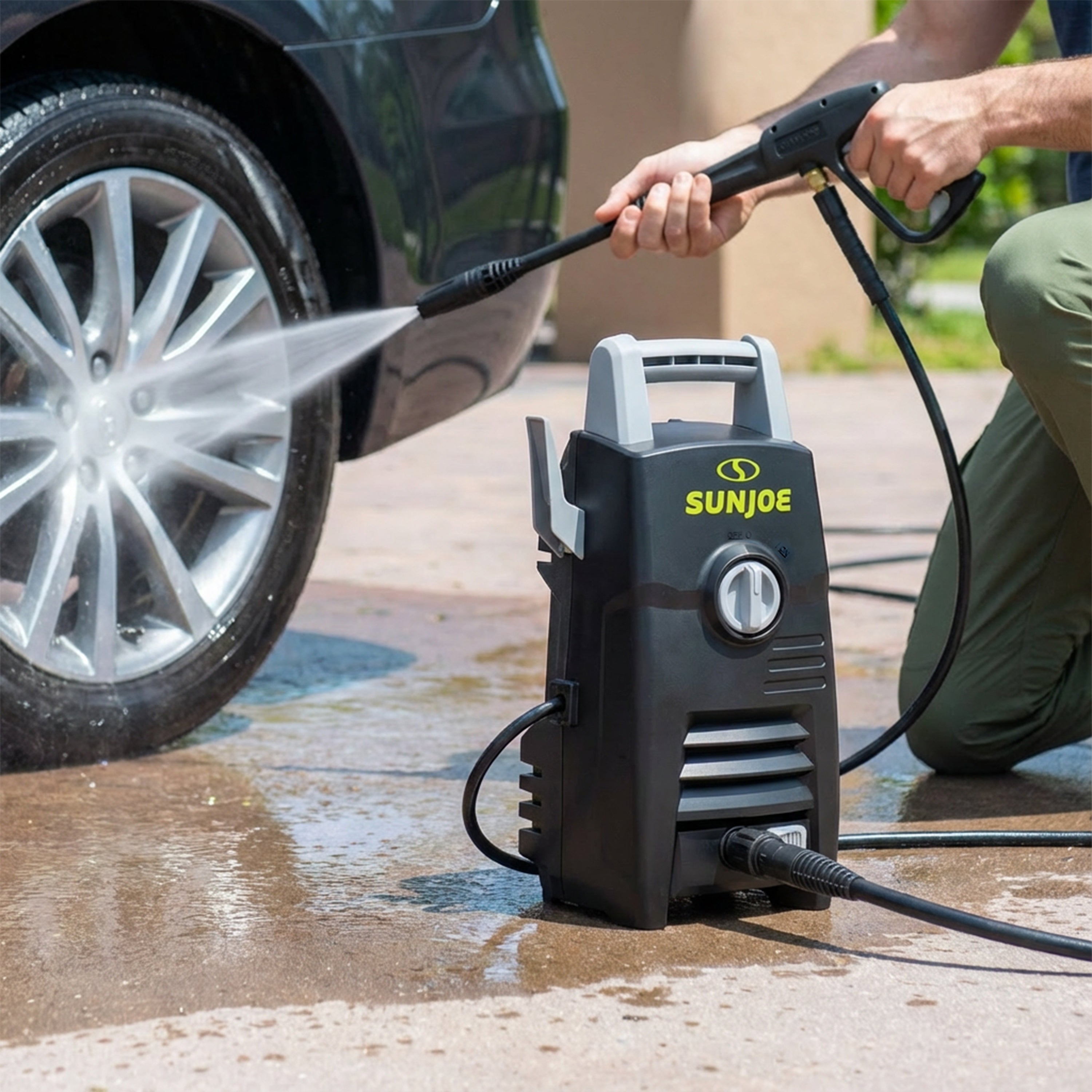 Sun Joe Electric Pressure Washer | Adjustable Spray Wand | Easy Carry Handle