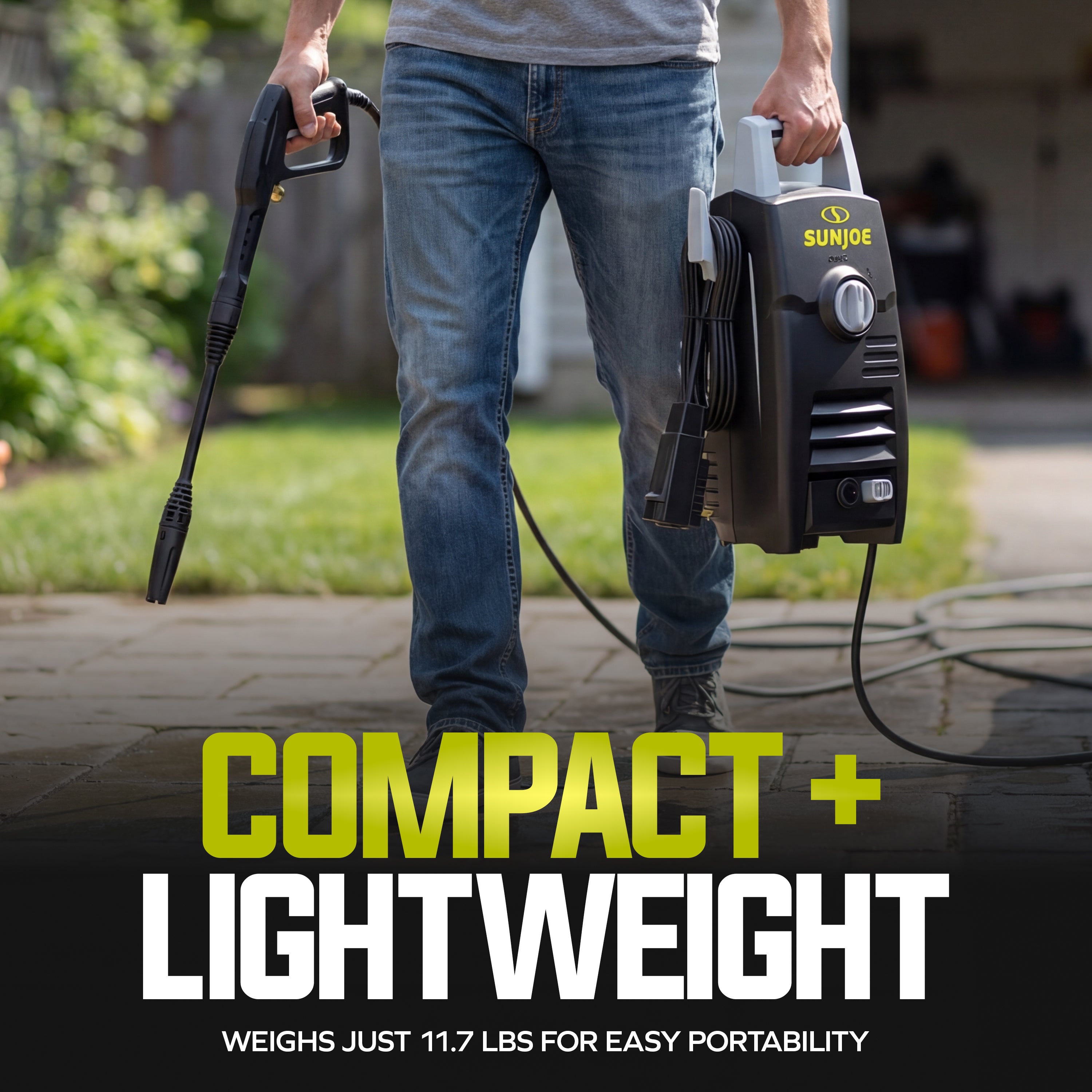 Sun Joe Electric Pressure Washer | Adjustable Spray Wand | Easy Carry Handle