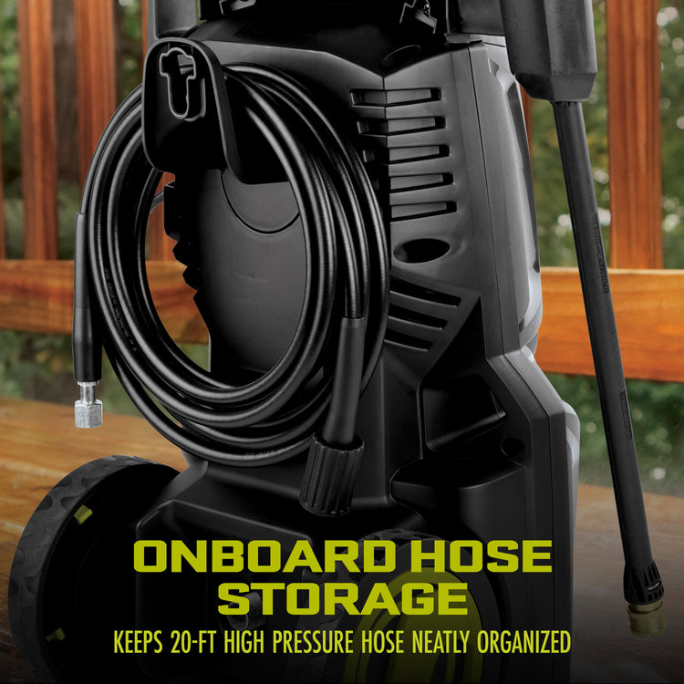 Onboard hose storage of SPX2690-MAX electric pressure washer