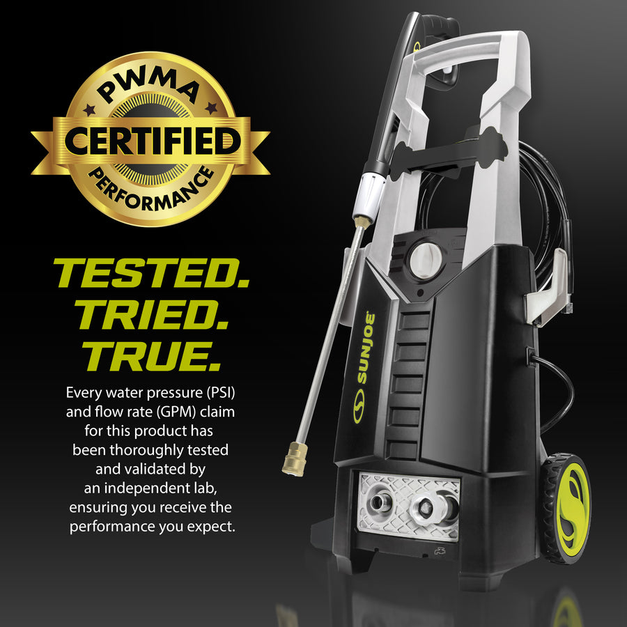 Sun Joe SPX2700-MAX PWMA certified performance graphic